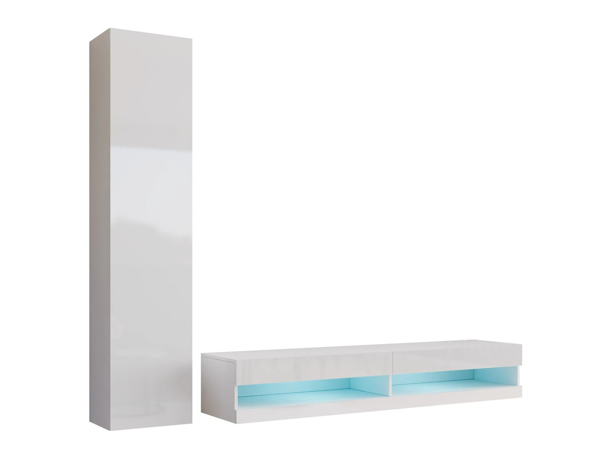 Ensemble de salon Venenou 114 (Blanc + Blanc brillant)