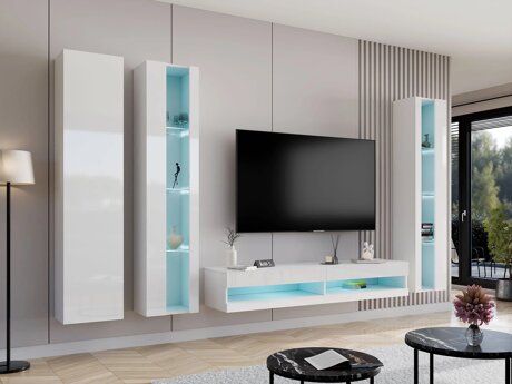 Ensemble de salon Venenou 116 (Blanc + Blanc brillant)