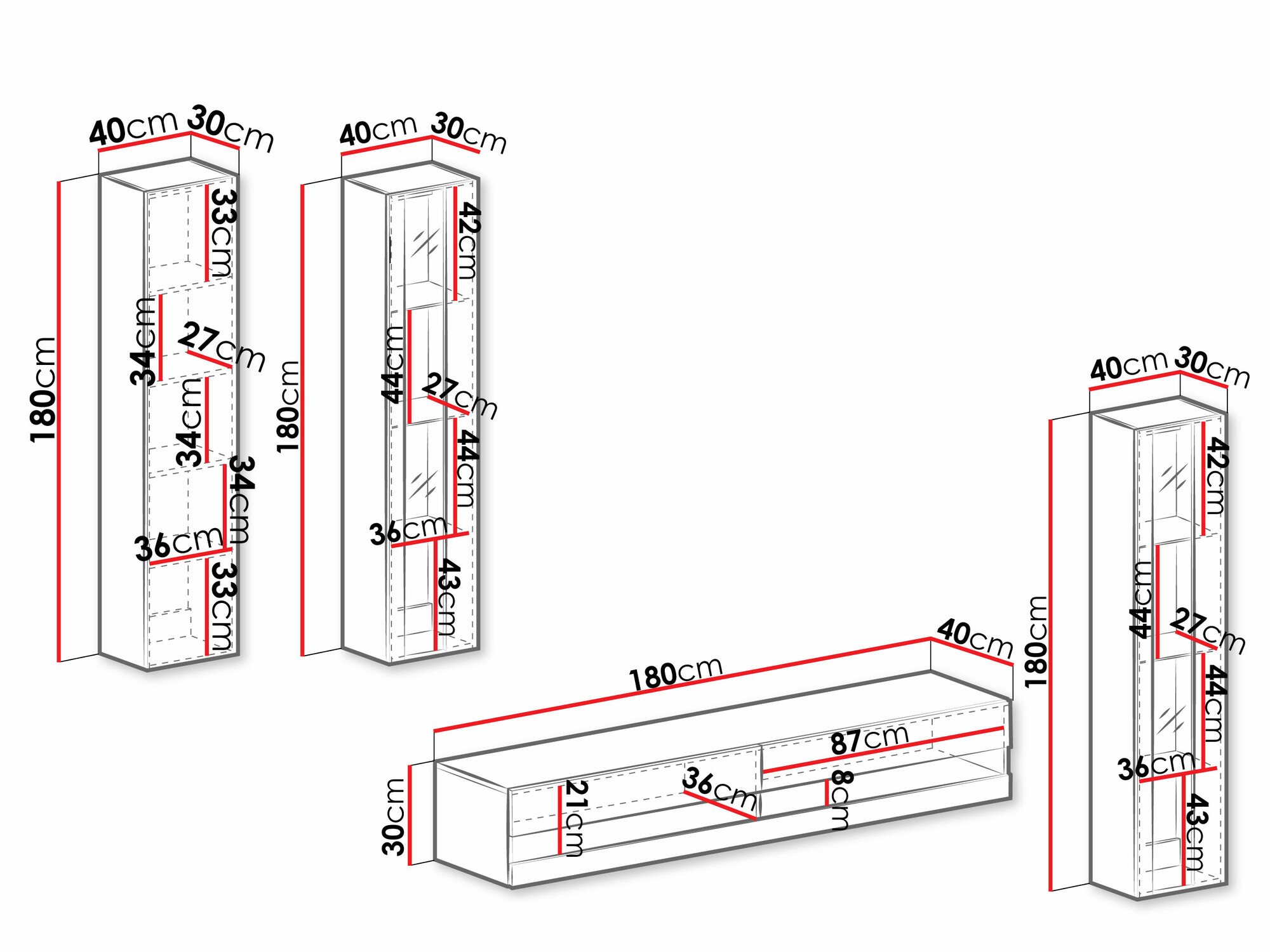 Ensemble de salon Venenou 116 (Noir + Noir brillant)