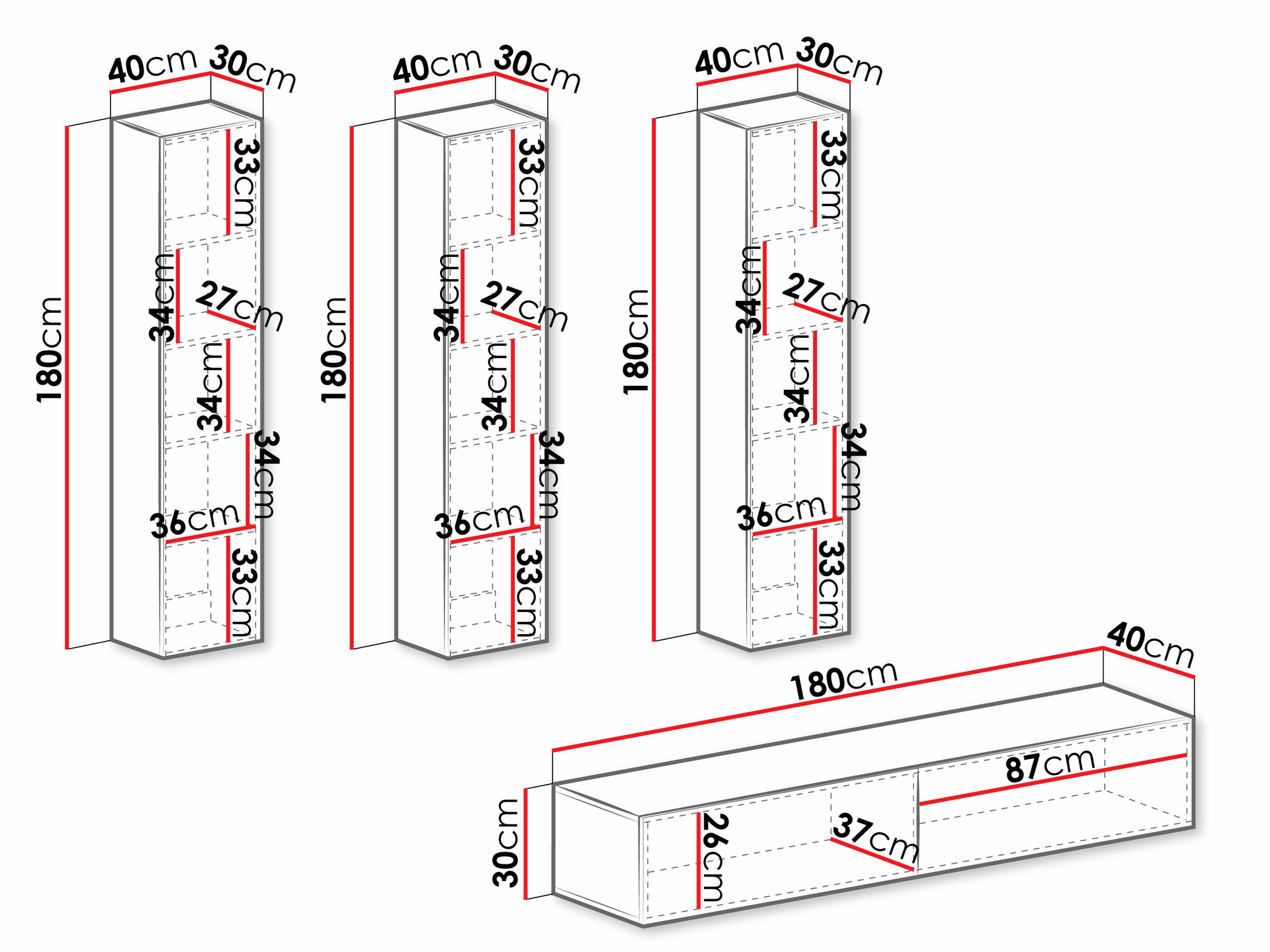 Ensemble de salon Vilrin (Blanc + Blanc brillant)