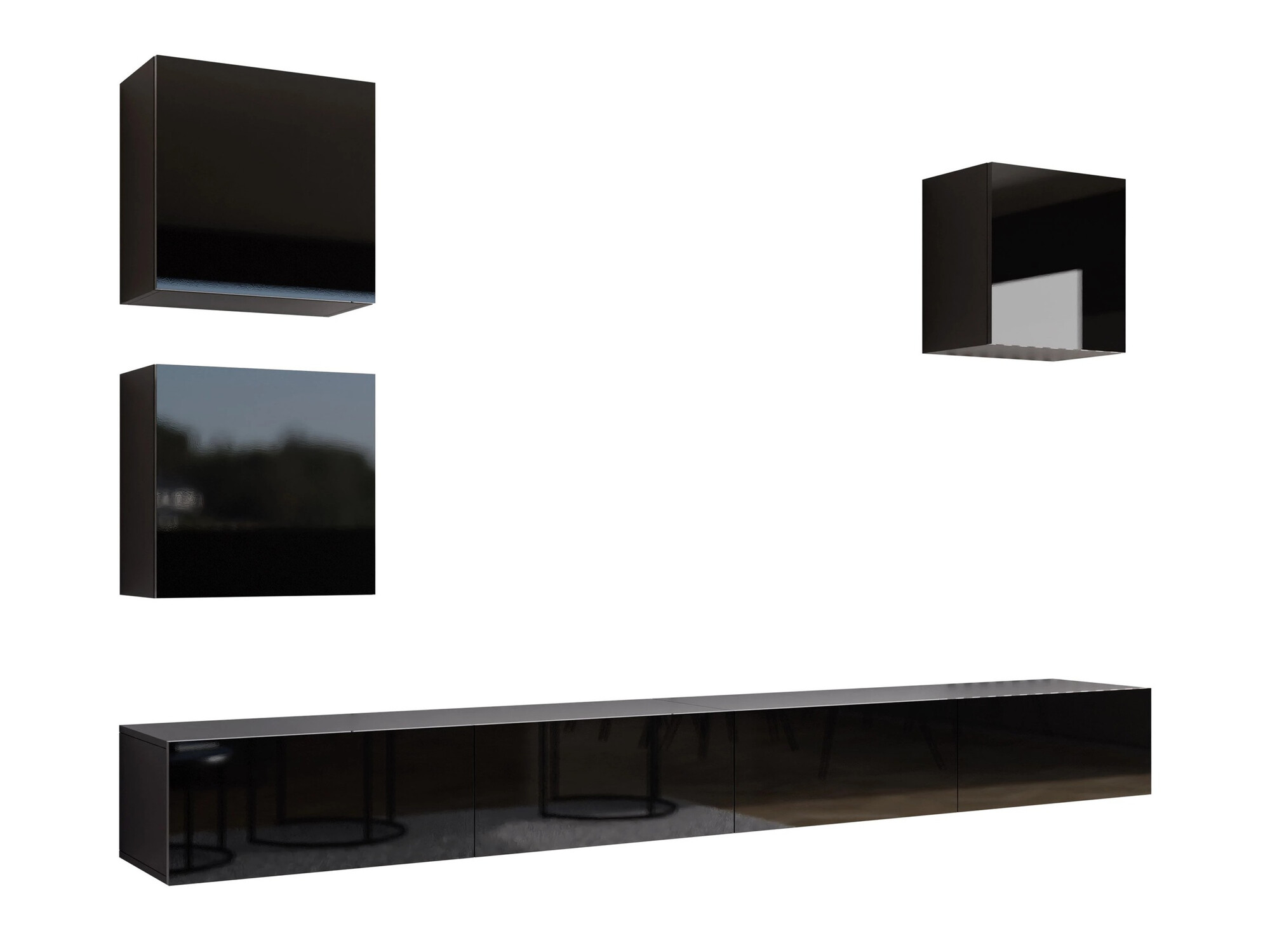 Ensemble de salon Vilrin III (Noir + Noir brillant)