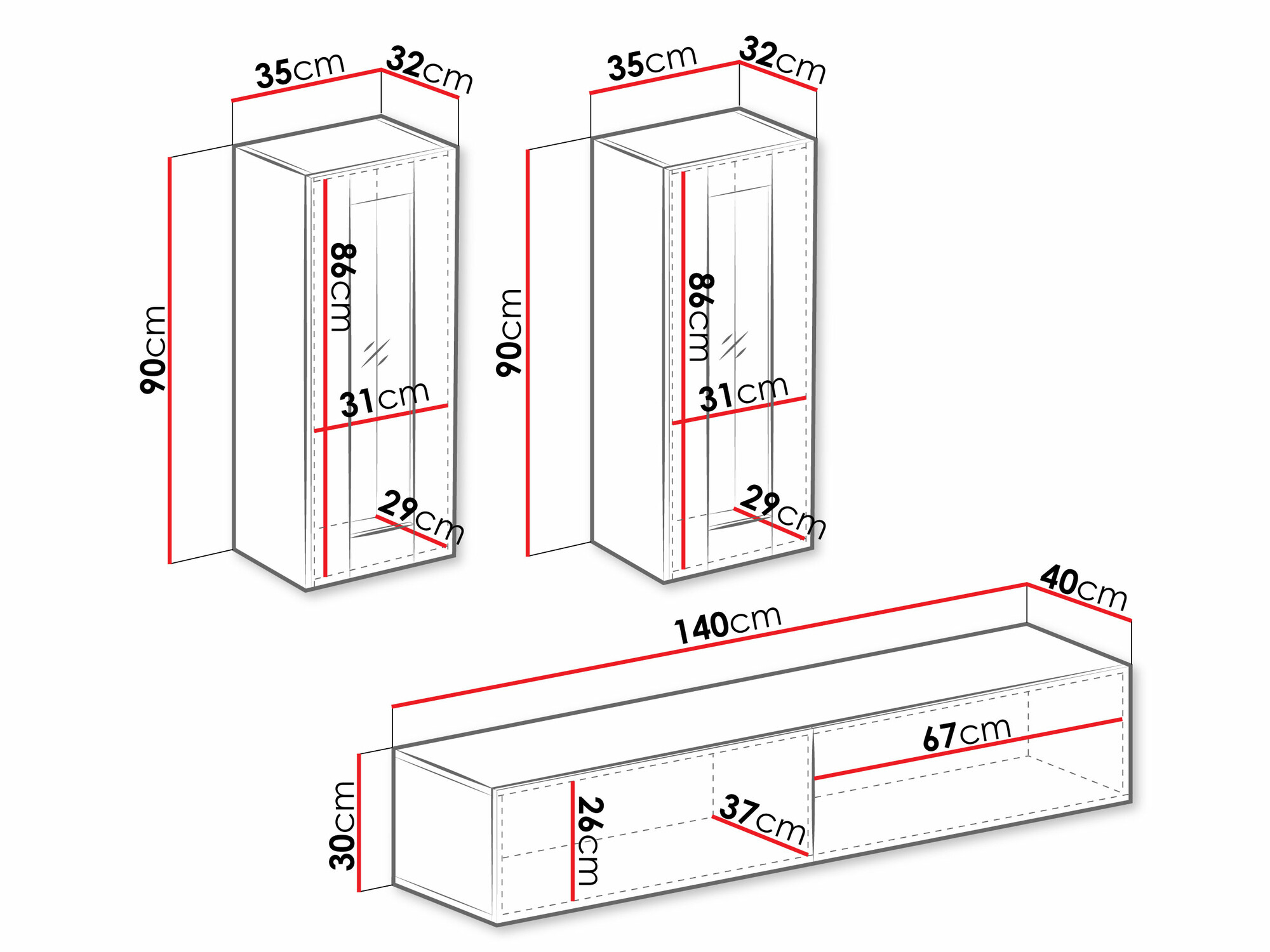 Ensemble de salon Vilrin IX (Blanc + Blanc brillant)