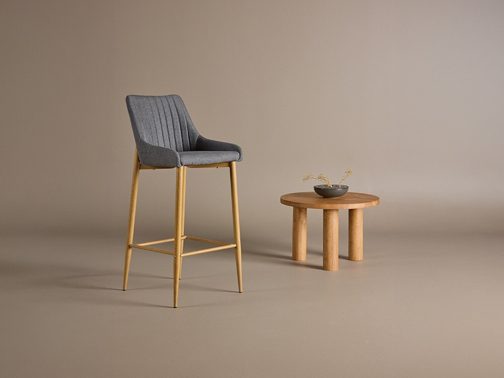 Chaise de bar Dallas 2647 (Gris foncé + Chêne)