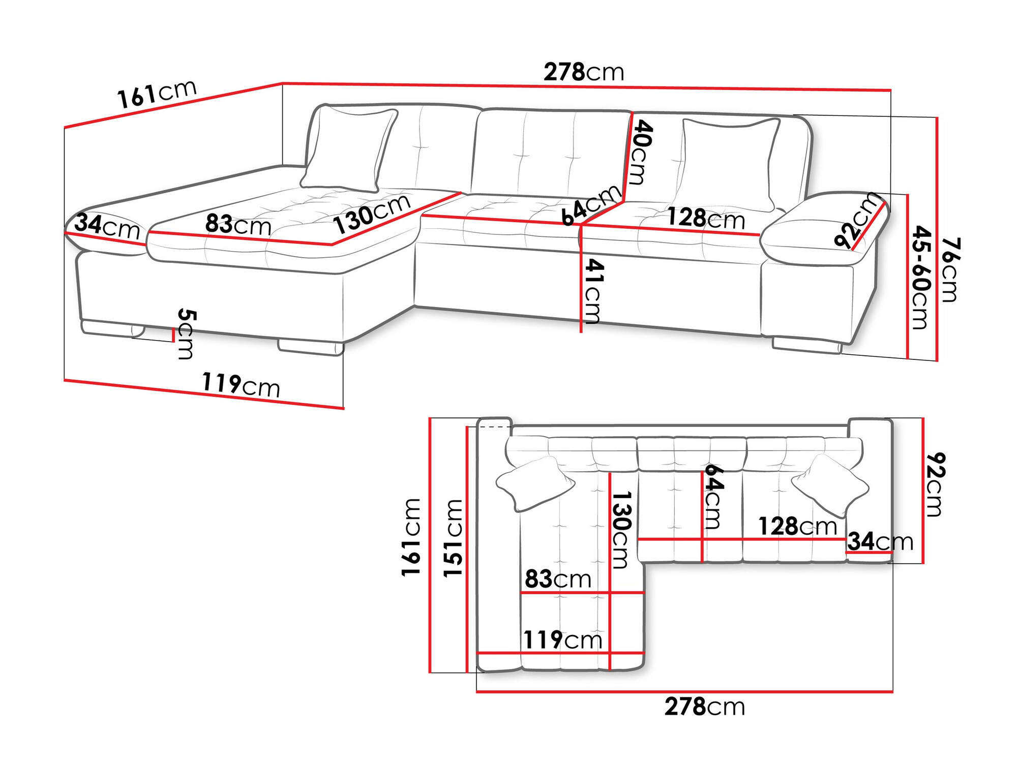 Canapé d'angle Comfivo Serenitas (Lux 06 + Lux 05)