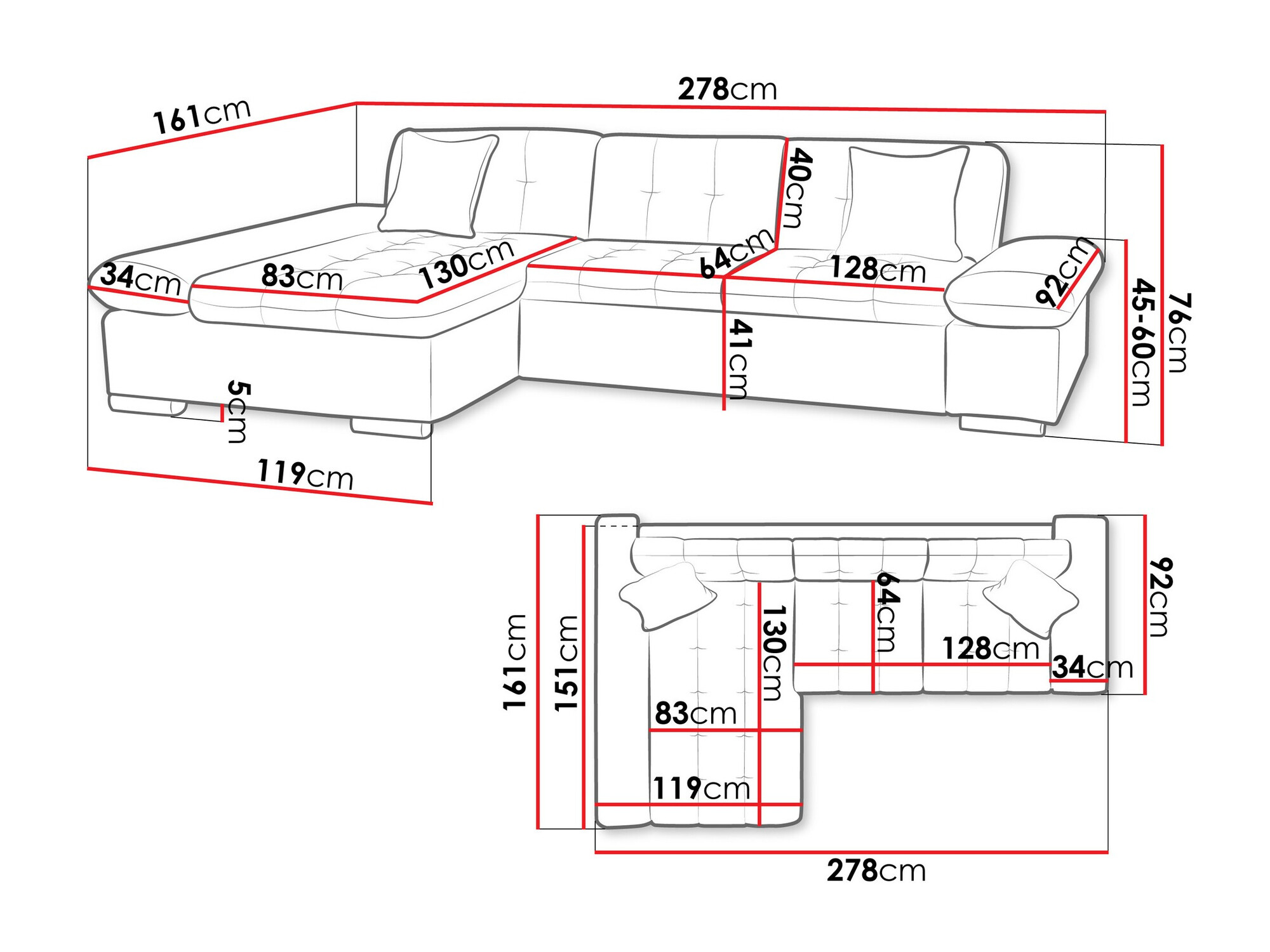 Canapé d'angle Comfivo Serenitas (Lux 06 + Lux 05)