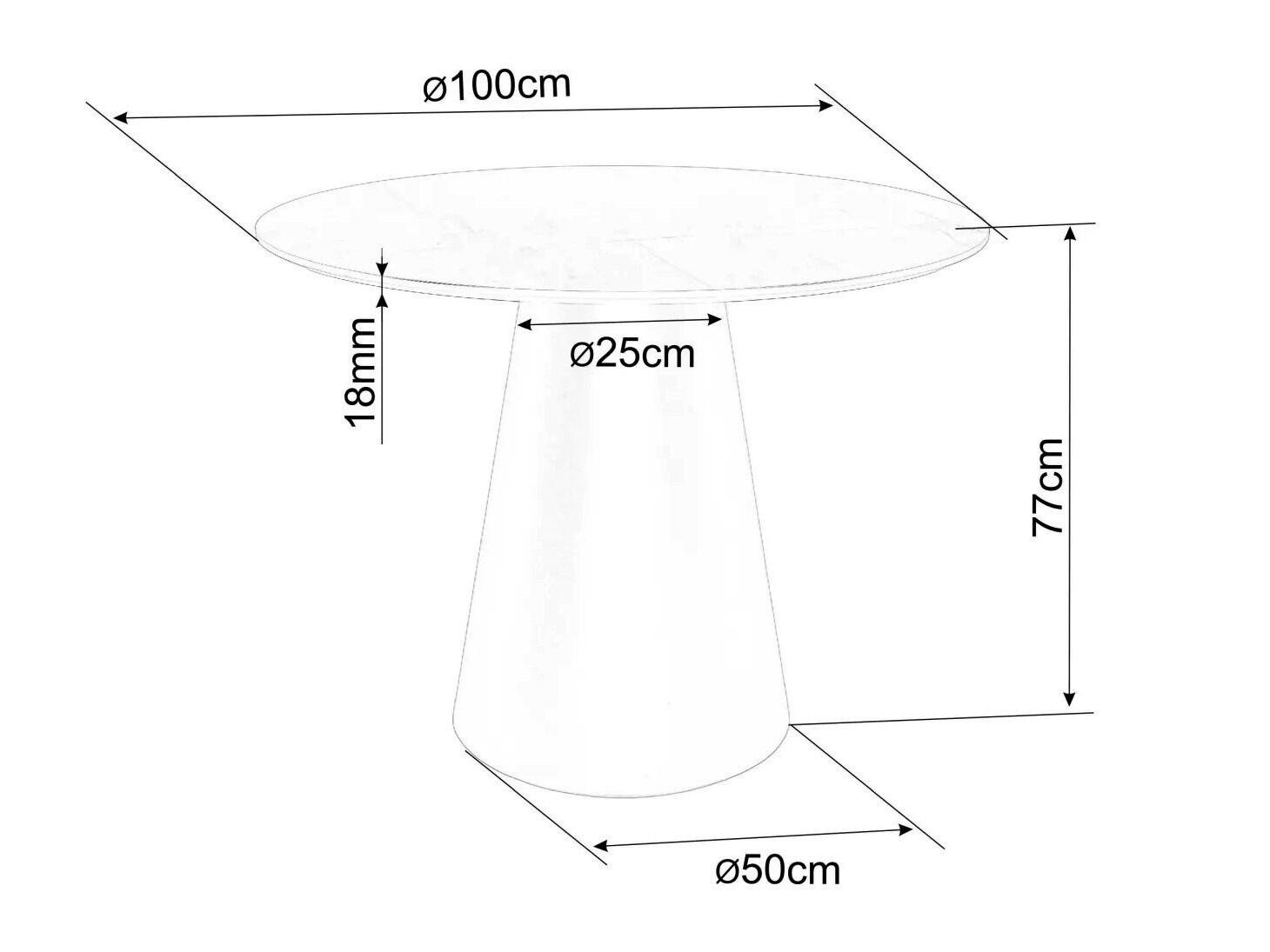 Table Detroit 733 (Marbre gris + Noir)
