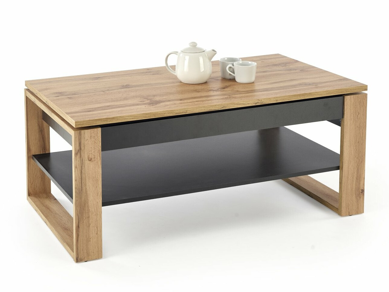 Table basse transformable Houston 1959 (Chêne Artisan + Noir)