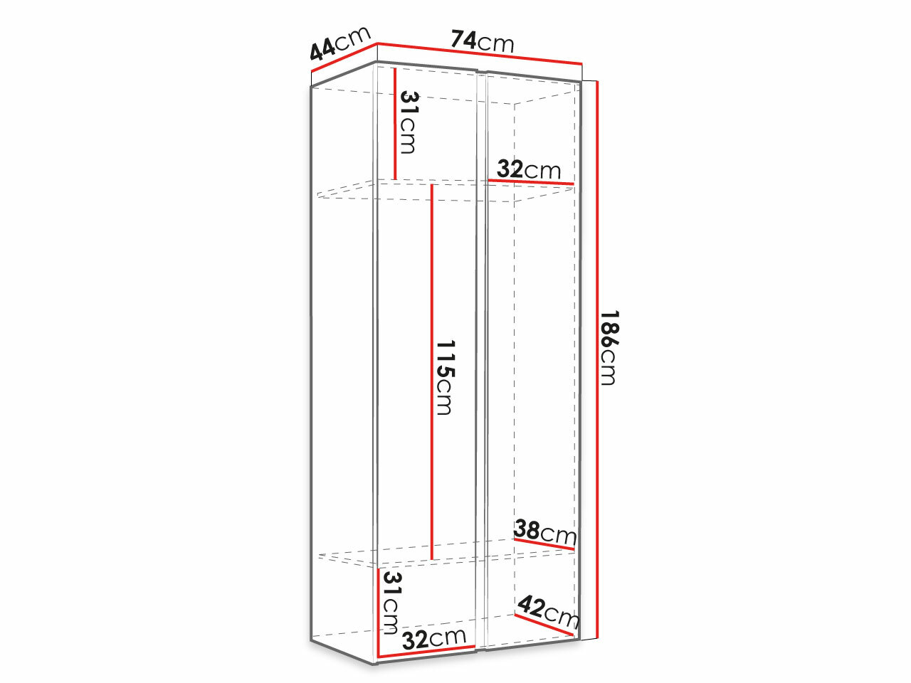 Armoire Pinis I (Chêne Artisan + Noir)