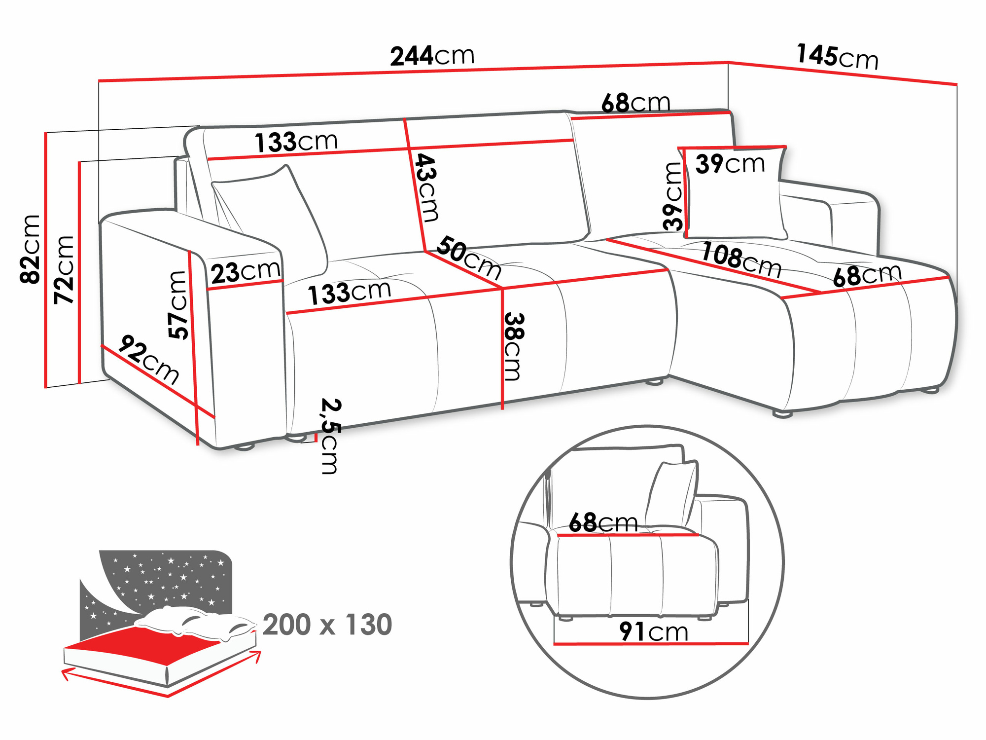 Canapé d'angle Comfivo Laurus (Velo 626)