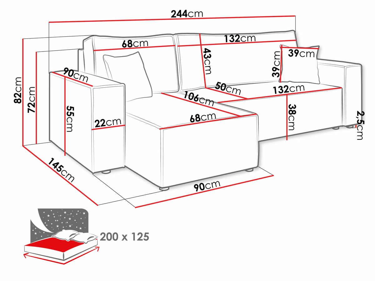 Canapé d'angle Shelton 100 (Lima 84)