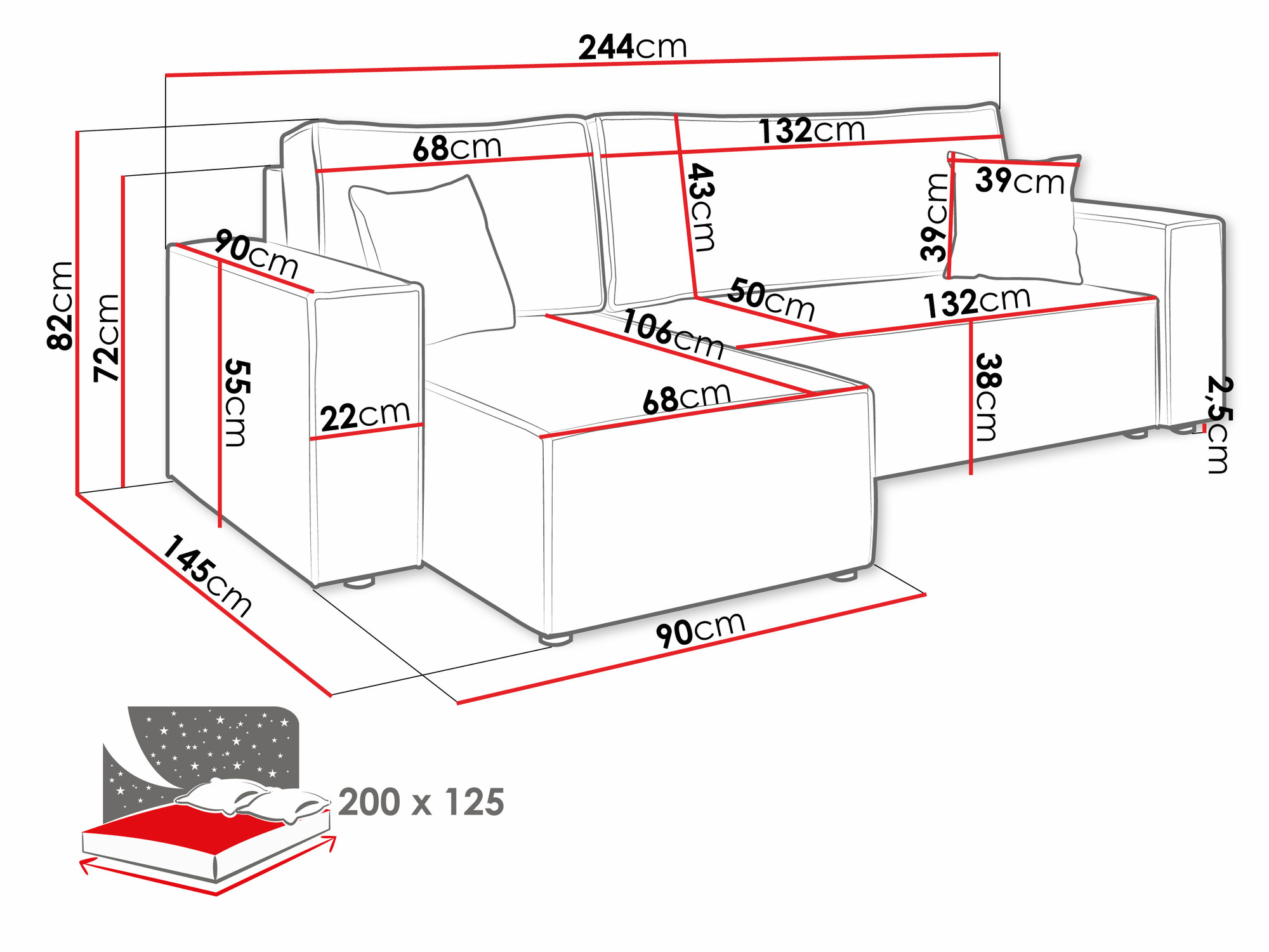 Canapé d'angle Shelton 100 (Poso 02)