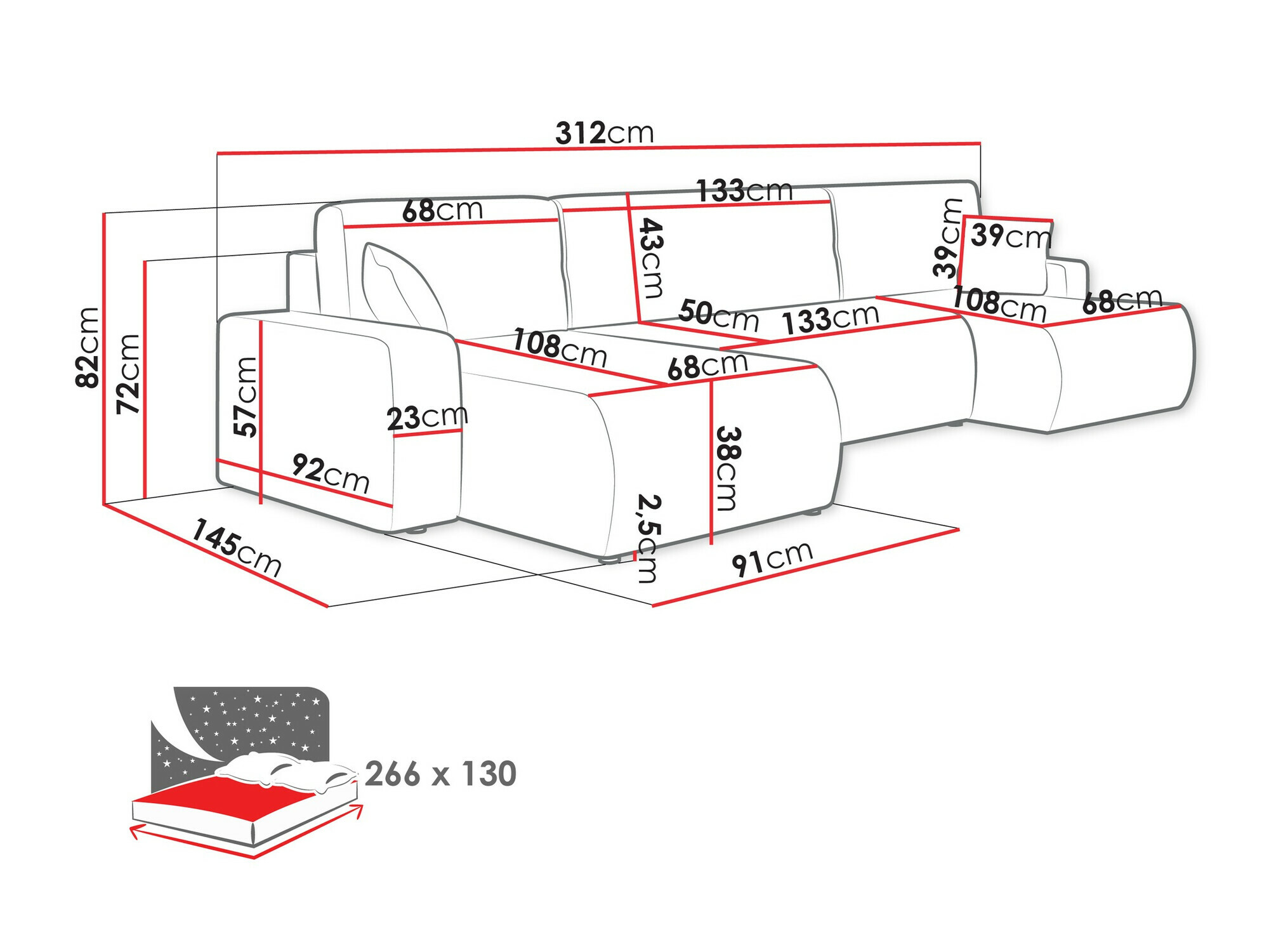 Canapé d'angle Doctral II (Poso 14)