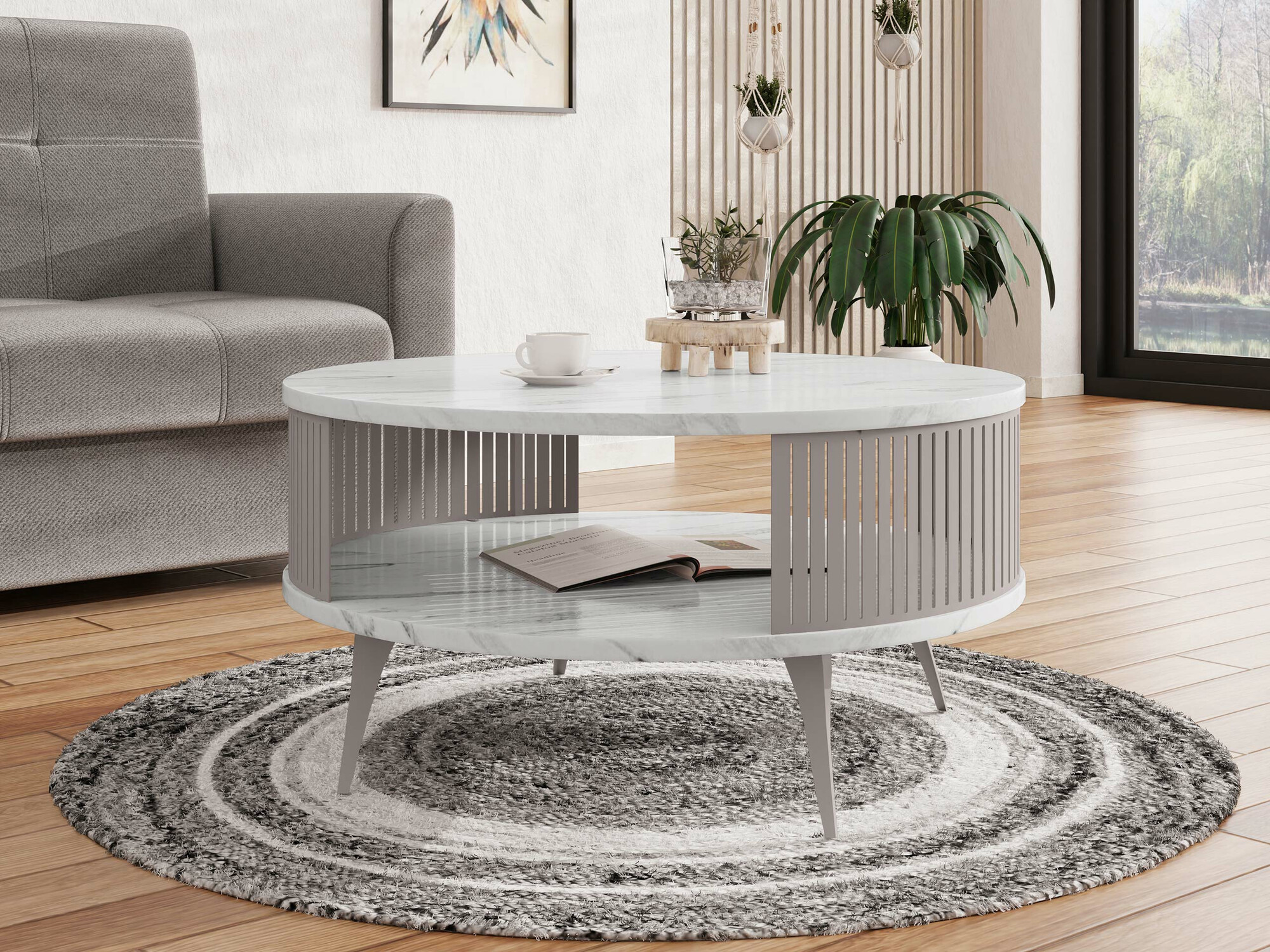 Table basse Vitum VI (Cachemire + Marbre blanc)