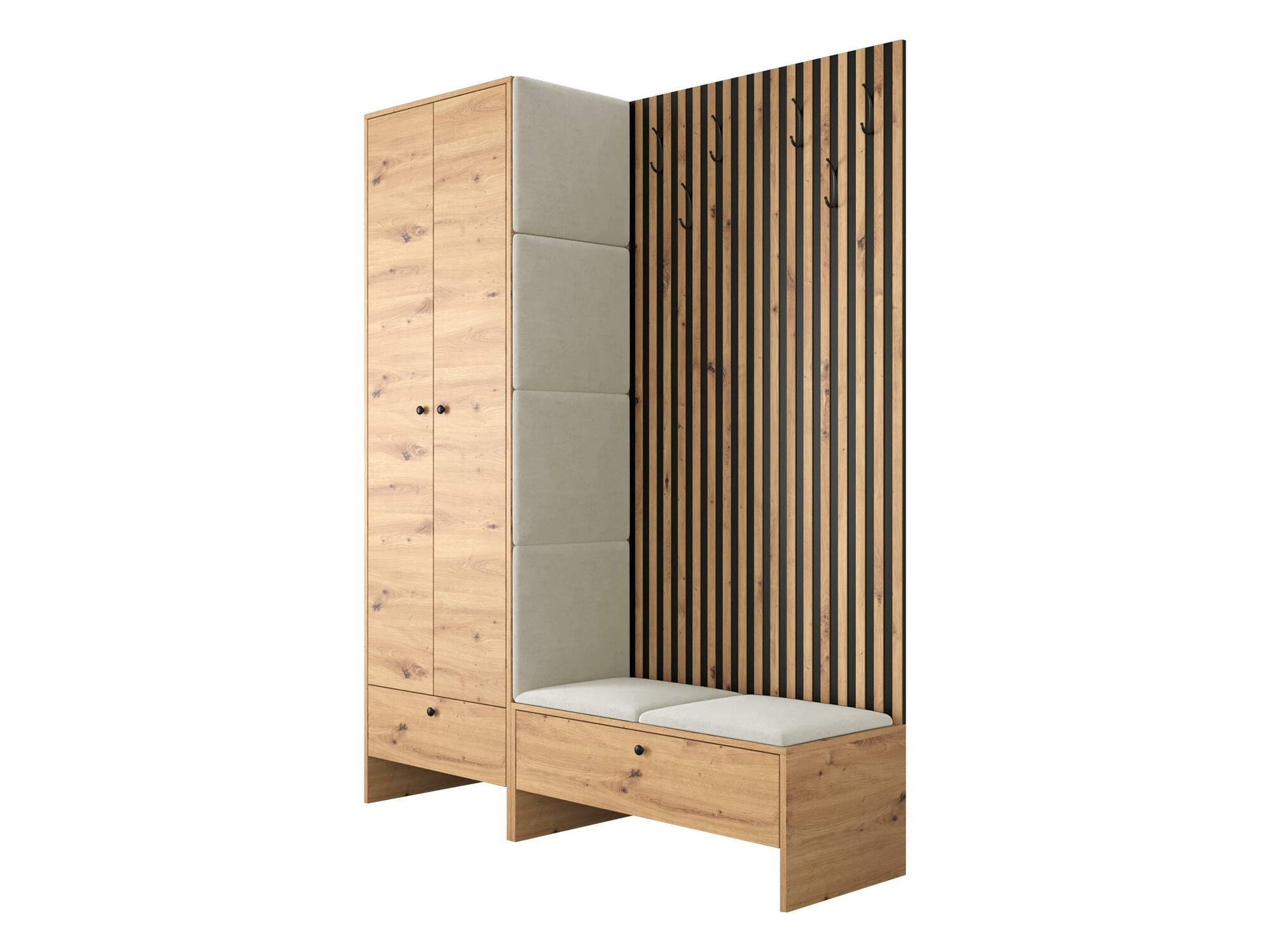 Meuble d'entrée Donio III (Chêne Artisan + Manila 02)