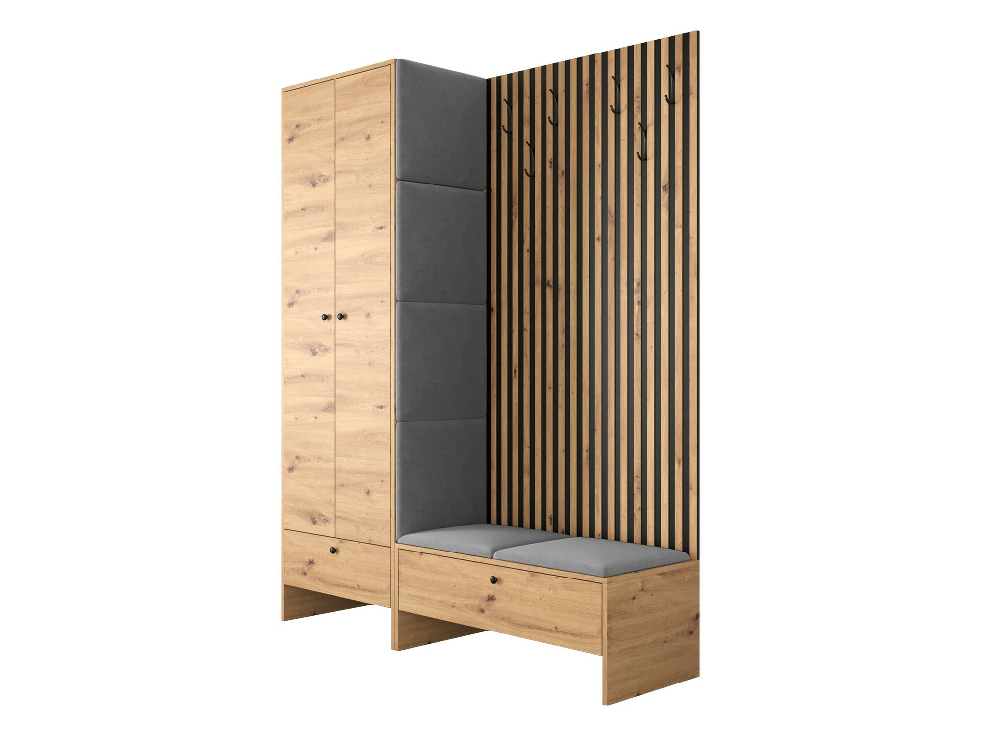 Meuble d'entrée Donio III (Chêne Artisan + Manila 16)