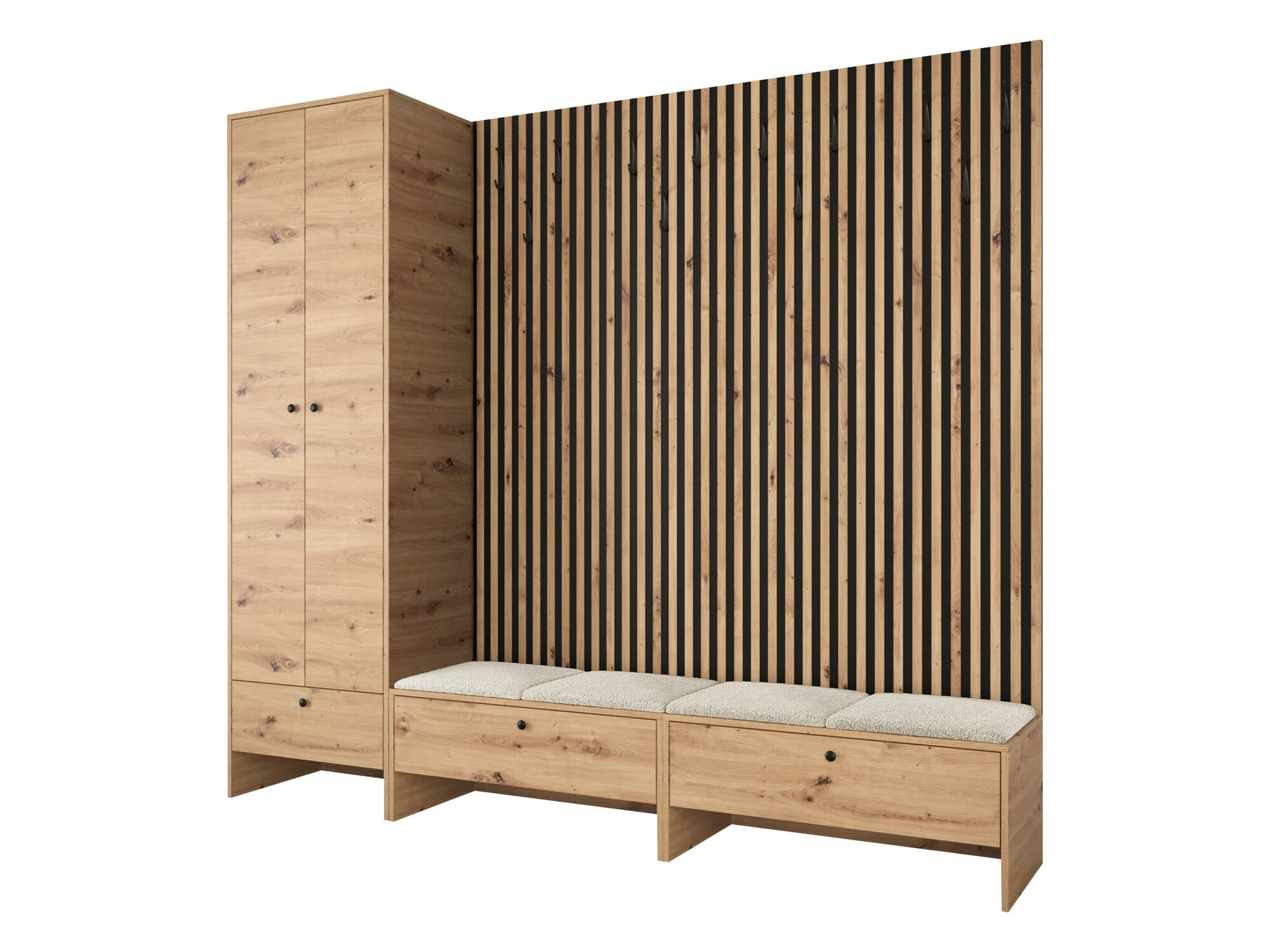 Meuble d'entrée Donio VI (Chêne Artisan + Abriamo 03)