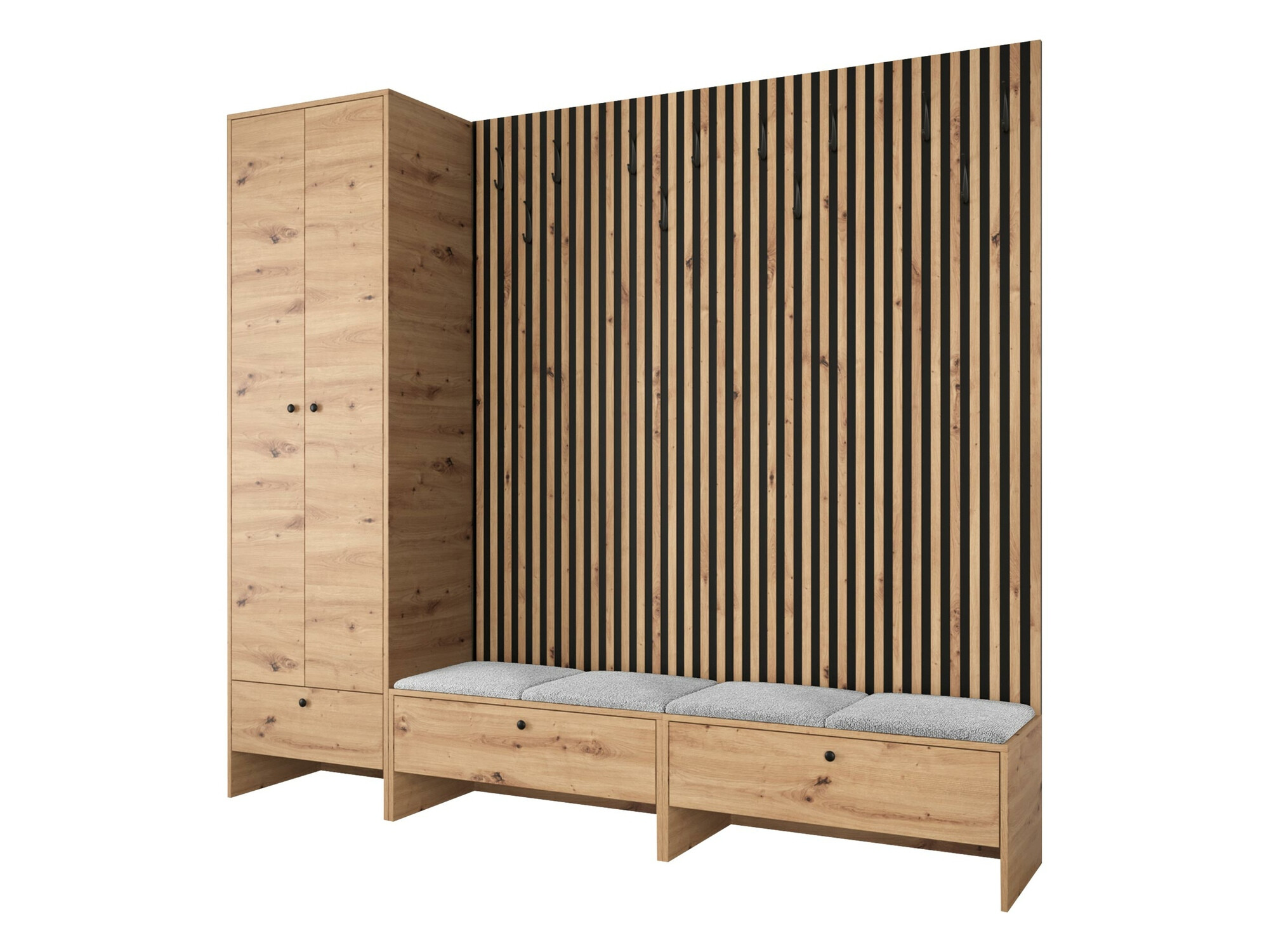 Meuble d'entrée Donio VI (Chêne Artisan + Abriamo 06)
