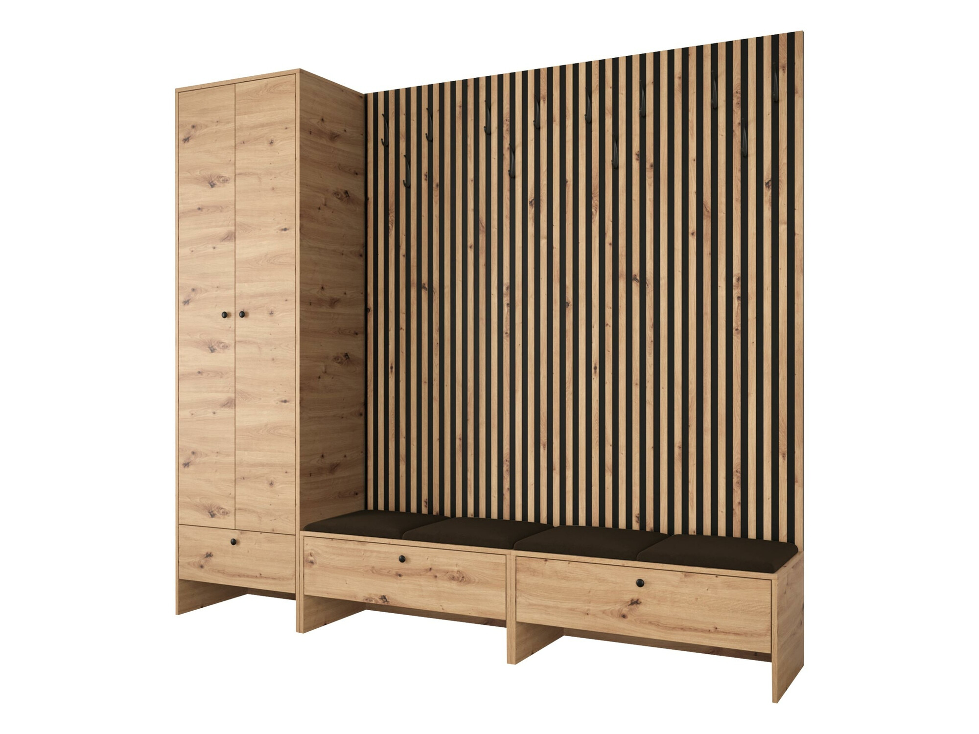 Meuble d'entrée Donio VI (Chêne Artisan + Manila 04)