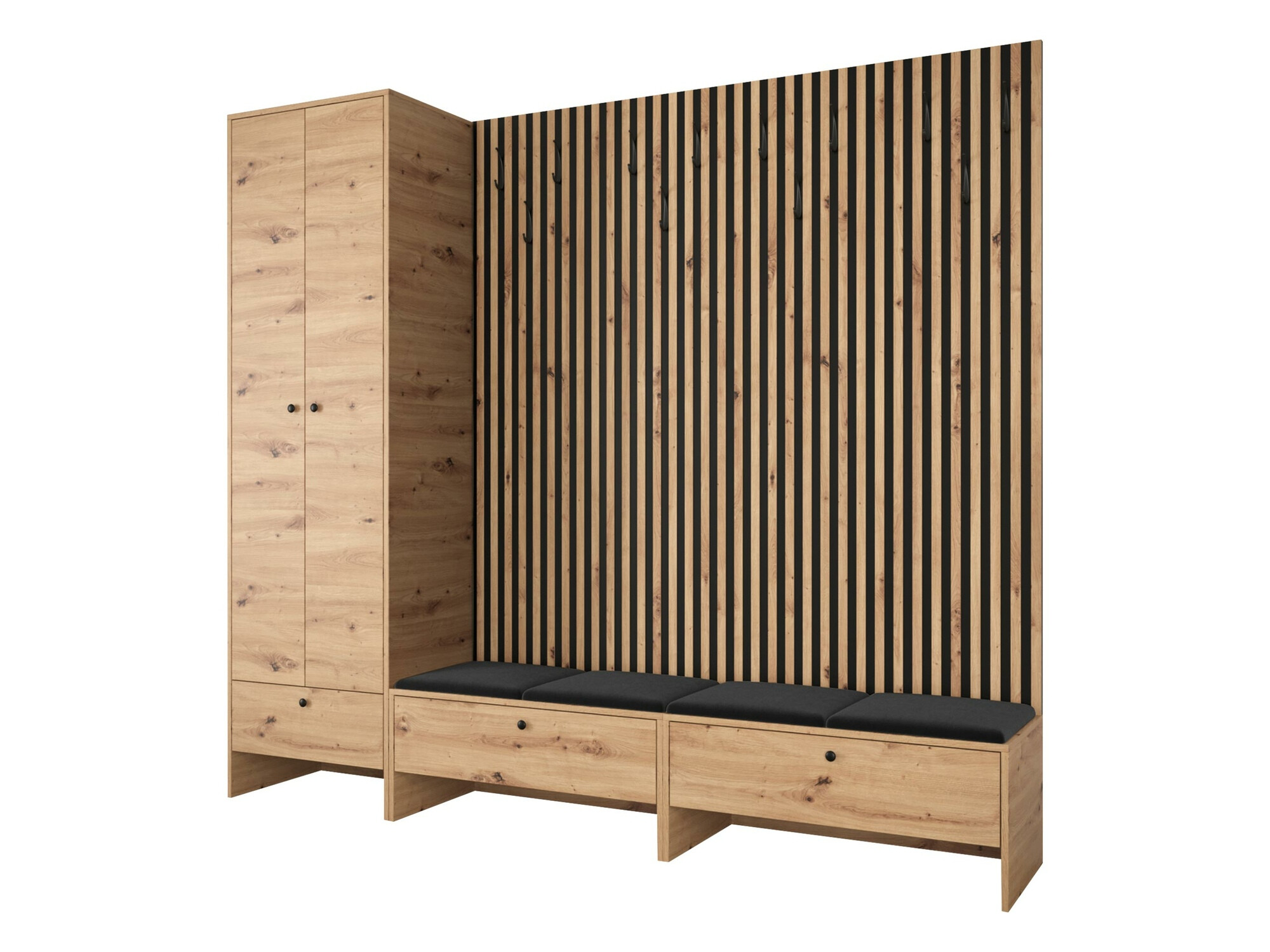 Meuble d'entrée Donio VI (Chêne Artisan + Manila 18)