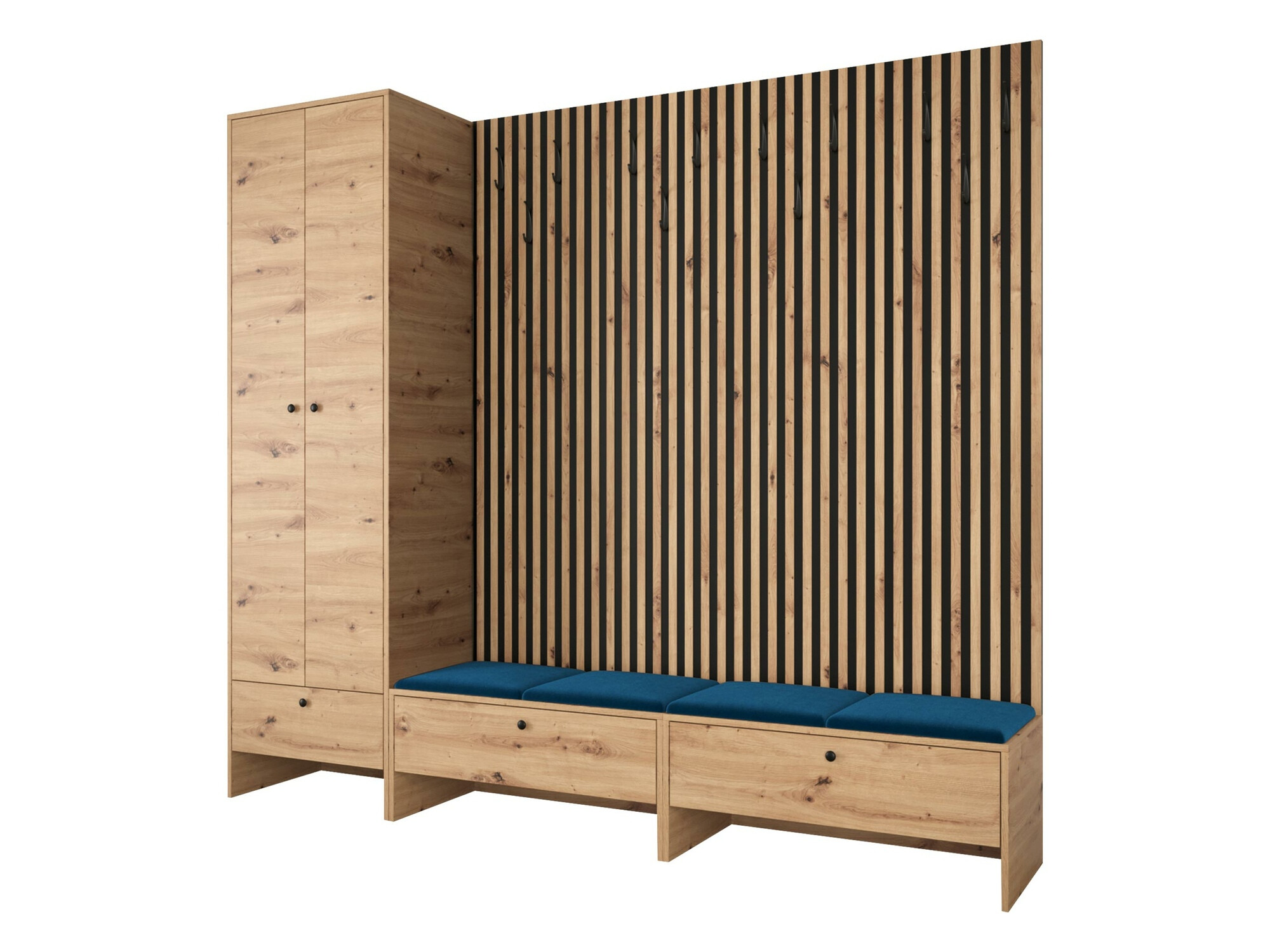 Meuble d'entrée Donio VI (Chêne Artisan + Manila 26)