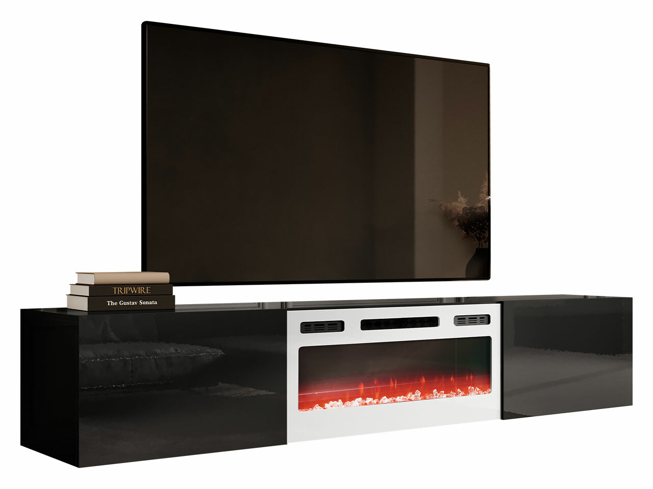 Meuble TV Charlotte 162 (Noir + Noir brillant)