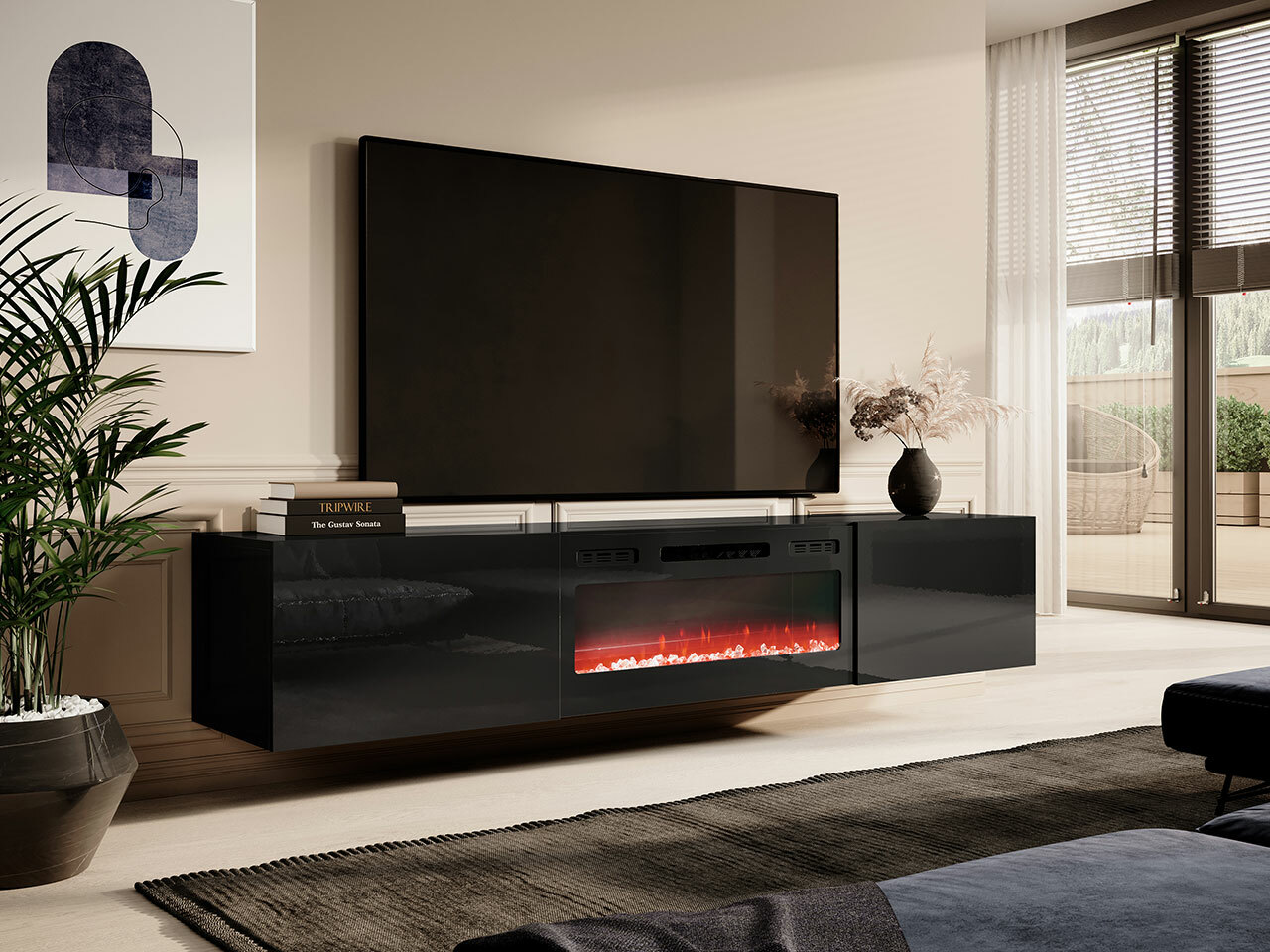 Meuble TV Imago I (Noir + Noir brillant)