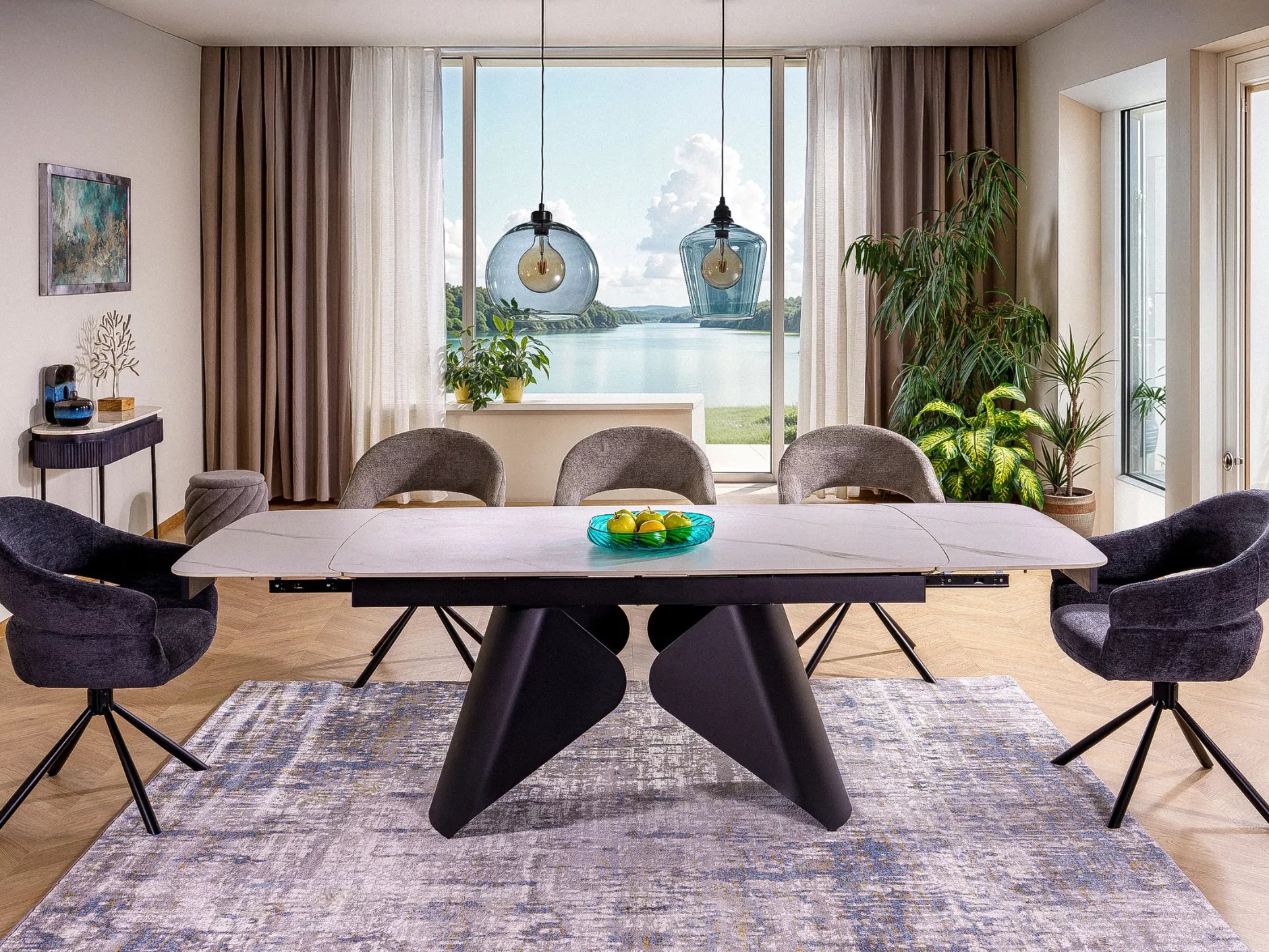 Table Detroit 757 (Marbre blanc + Noir)