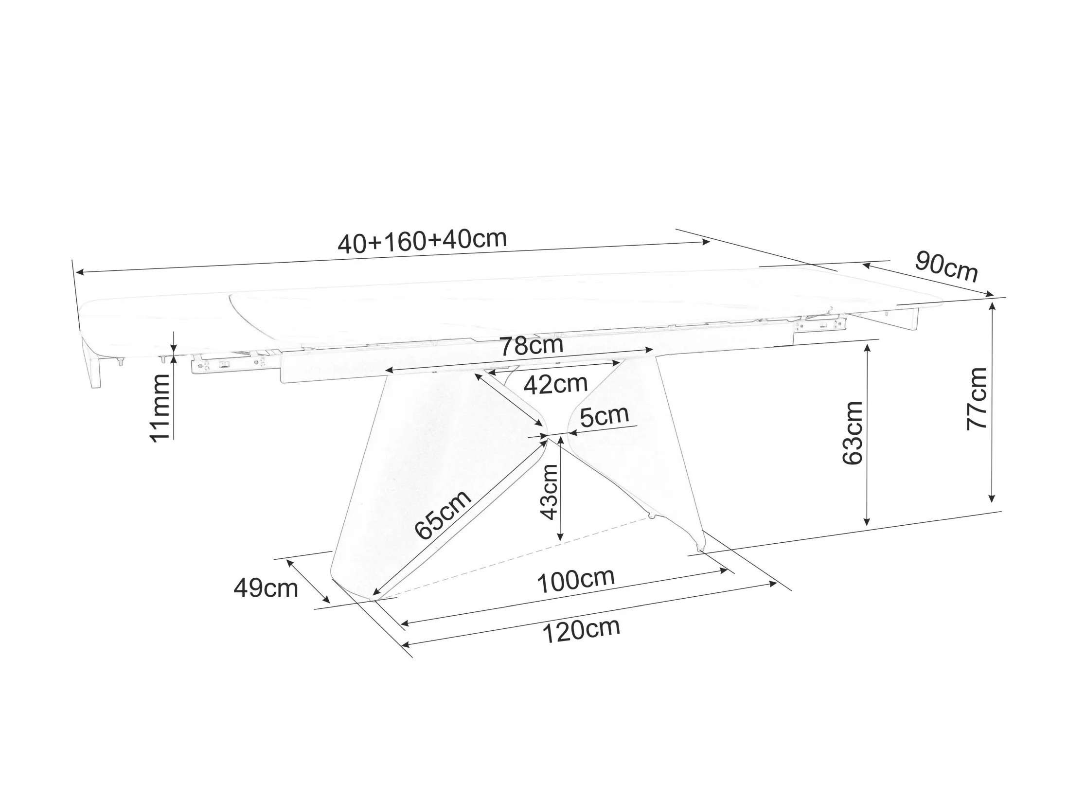 Table Detroit 757 (Marbre blanc + Noir)