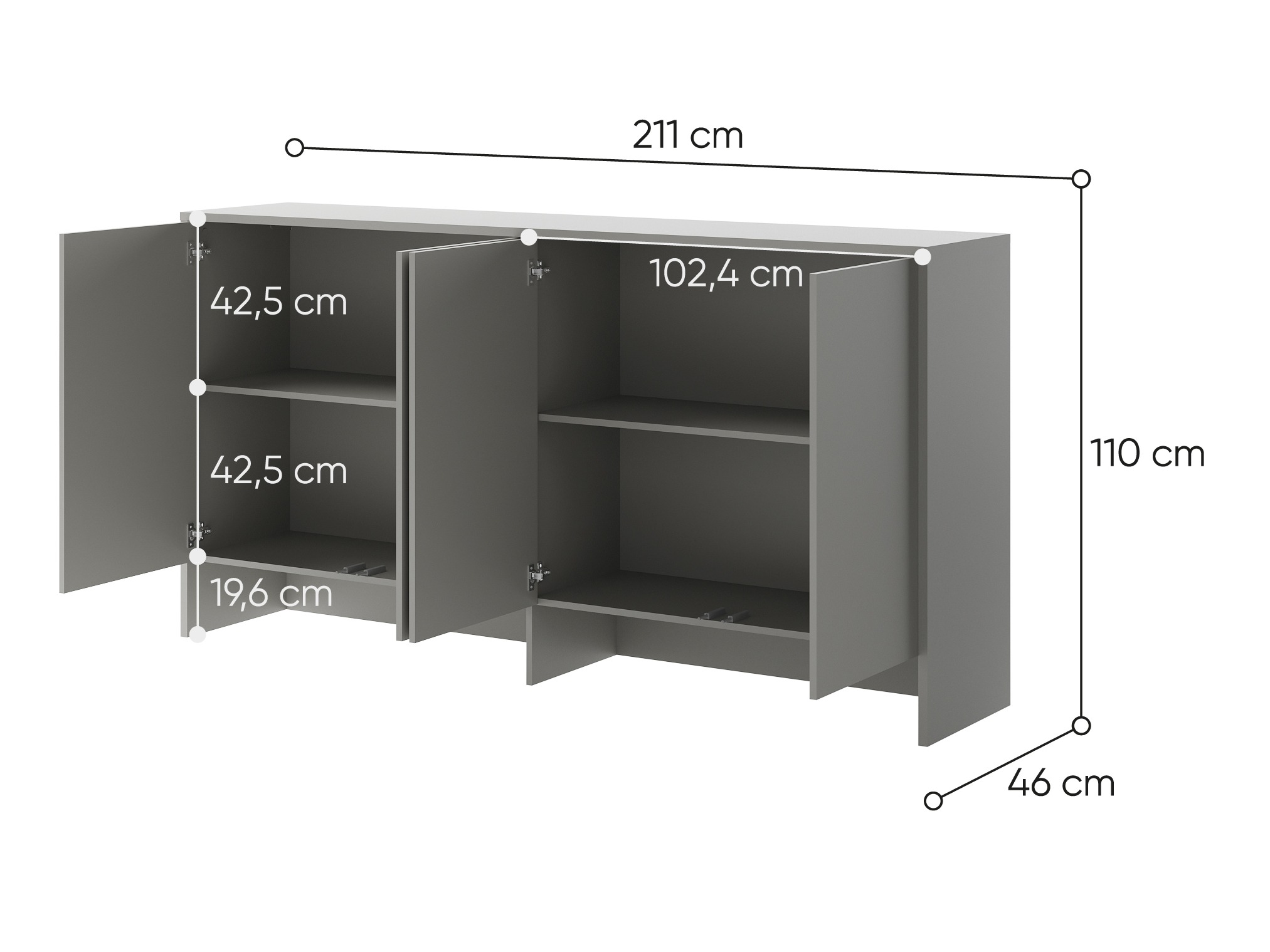 Buffet Concept Pro Lenart V (Gris)