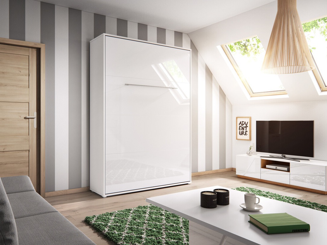 Lit escamotable Concept Pro Lenart III (Blanc + Blanc brillant)