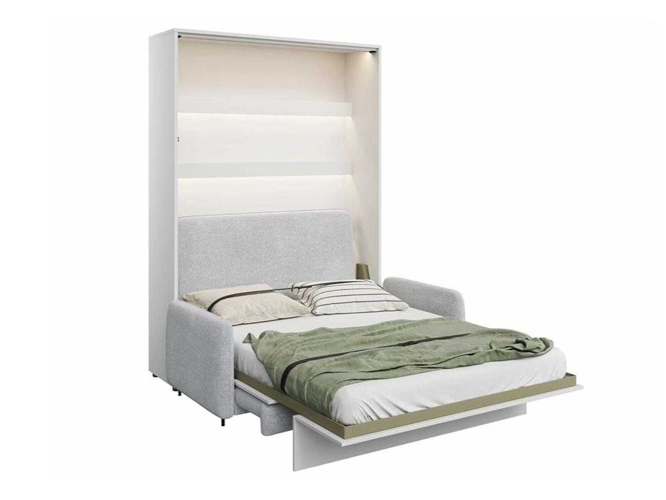 Lit escamotable Concept Pro Lenart VII (Blanc brillant + Gris)