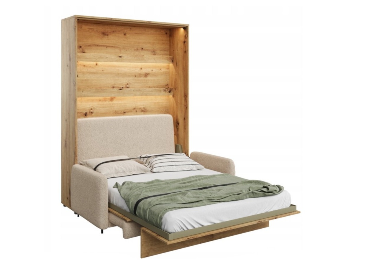 Lit escamotable Concept Pro Lenart VII (Chêne Artisan + Beige)