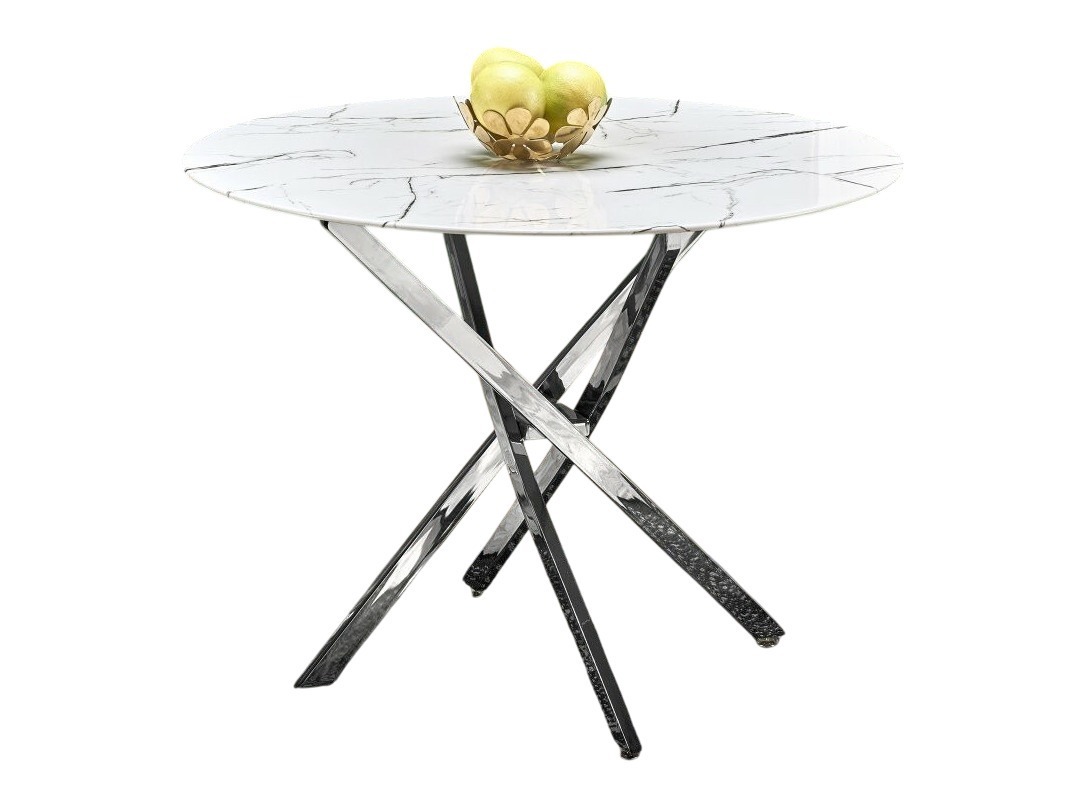 Table Houston 1538 (Argent + Marbre blanc)