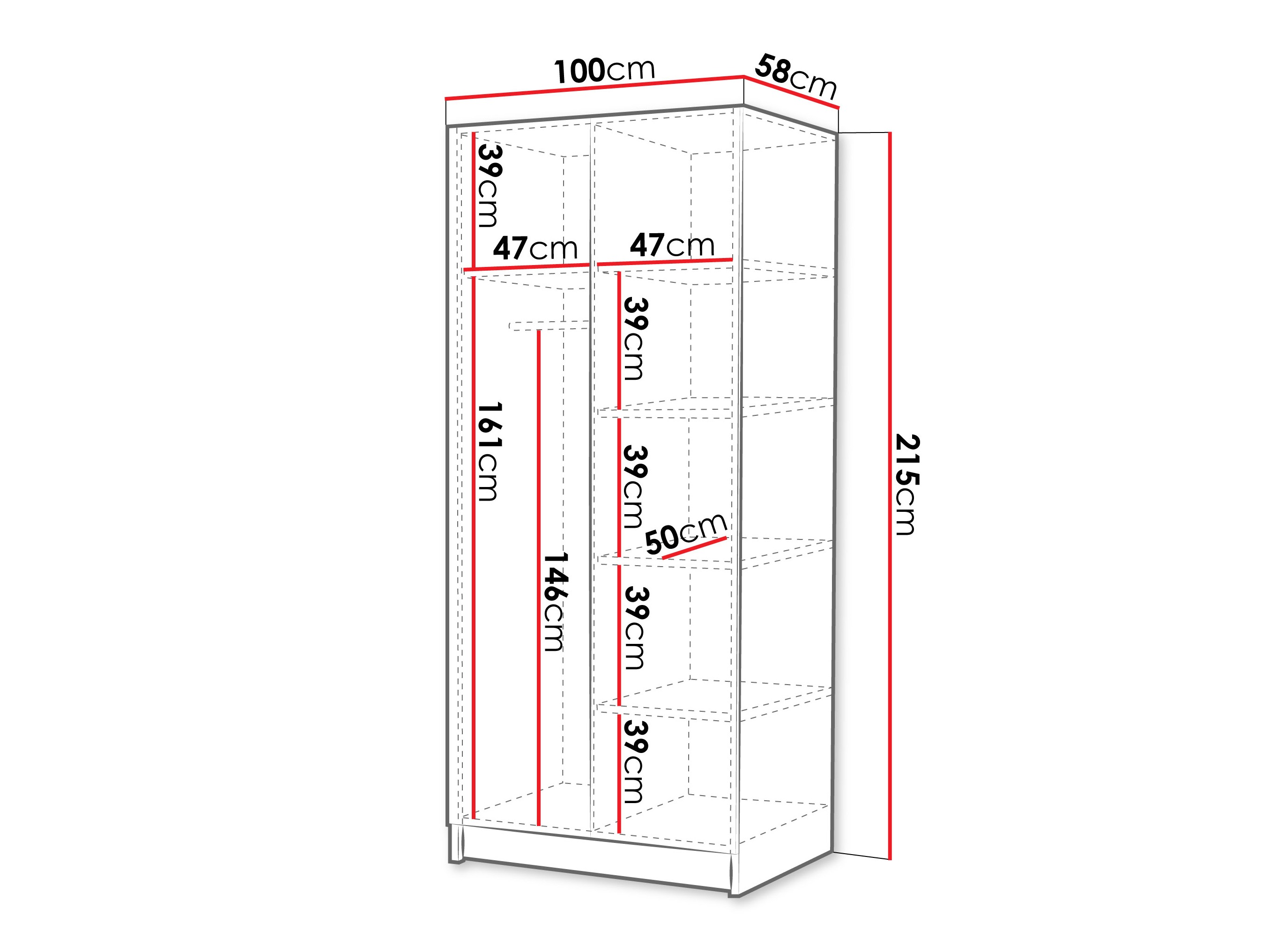 Armoire Closico 195 (Blanc + Blanc brillant + Doré)