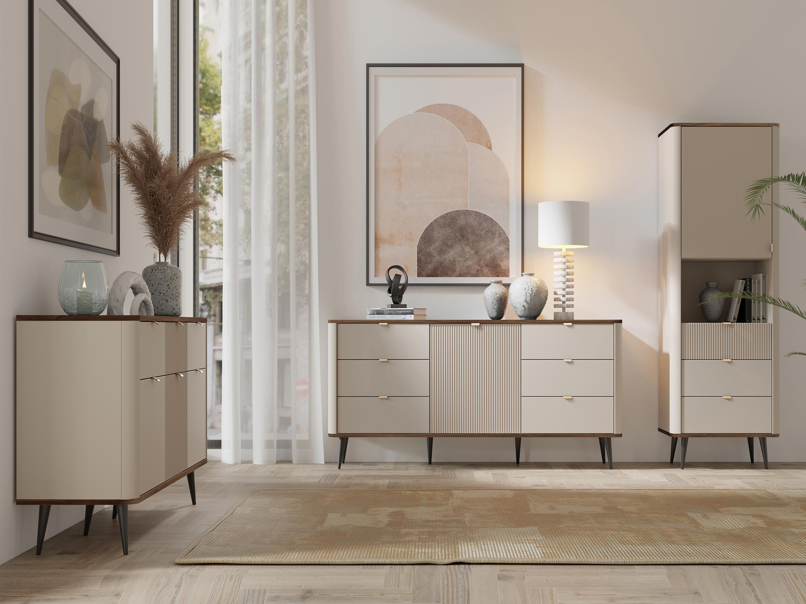 Ensemble de salon Lufela 122 (Cachemire + Noyer)