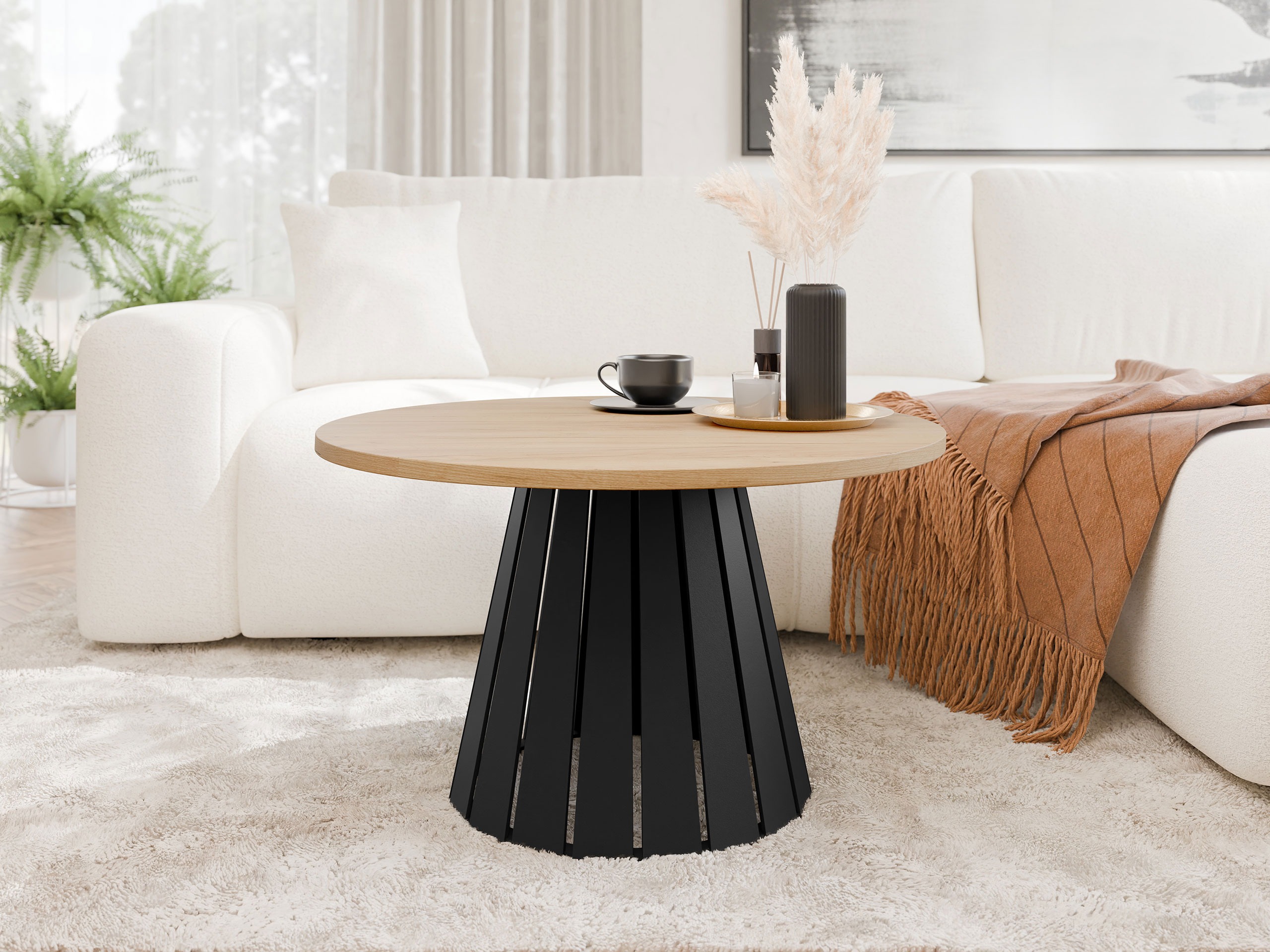 Table basse Oswego 134 (Noir + Chêne)