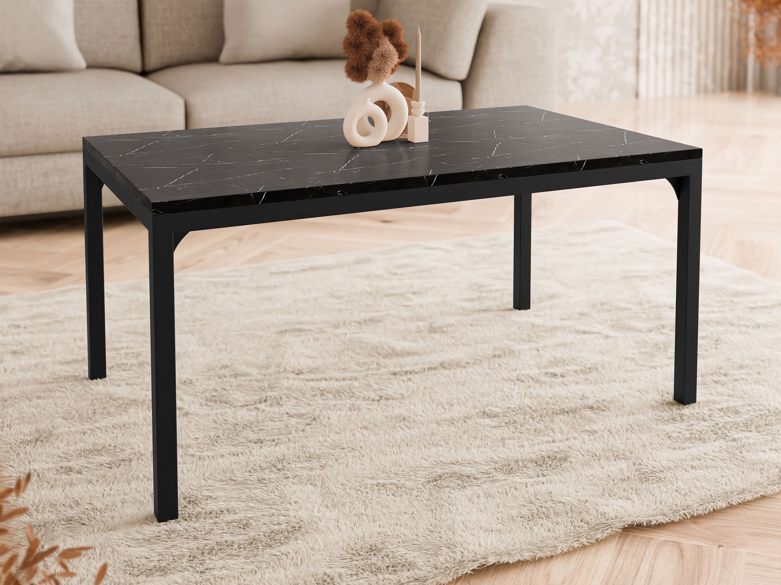 Table basse Oswego 138 (Marbre noir + Noir)