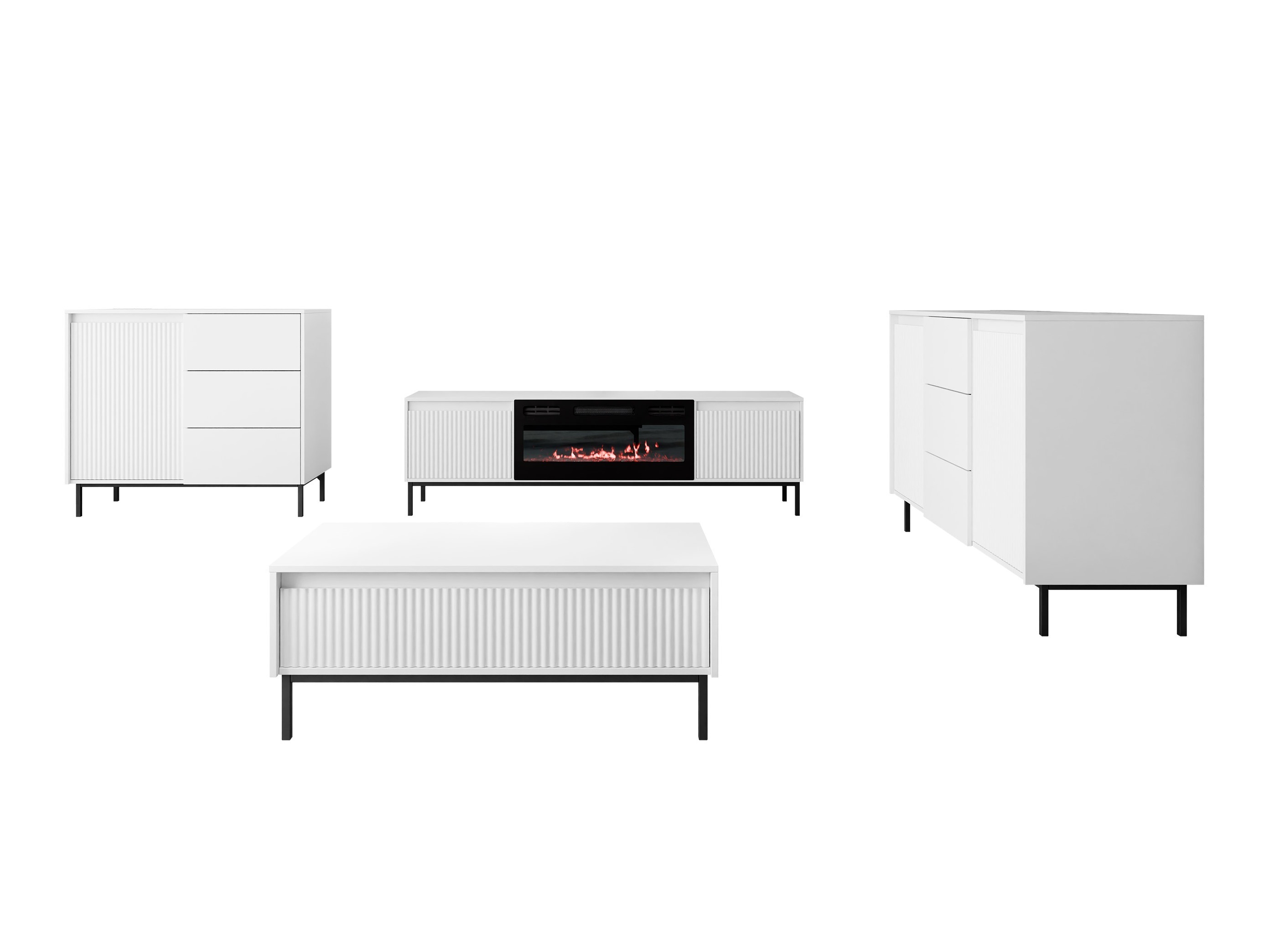 Ensemble de salon Comfivo Delruva III (Blanc)