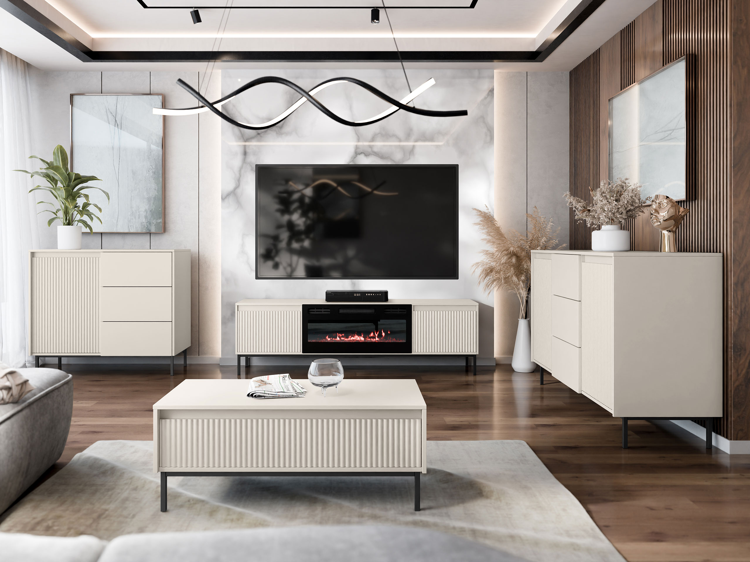 Ensemble de salon Comfivo Delruva III (Cachemire)