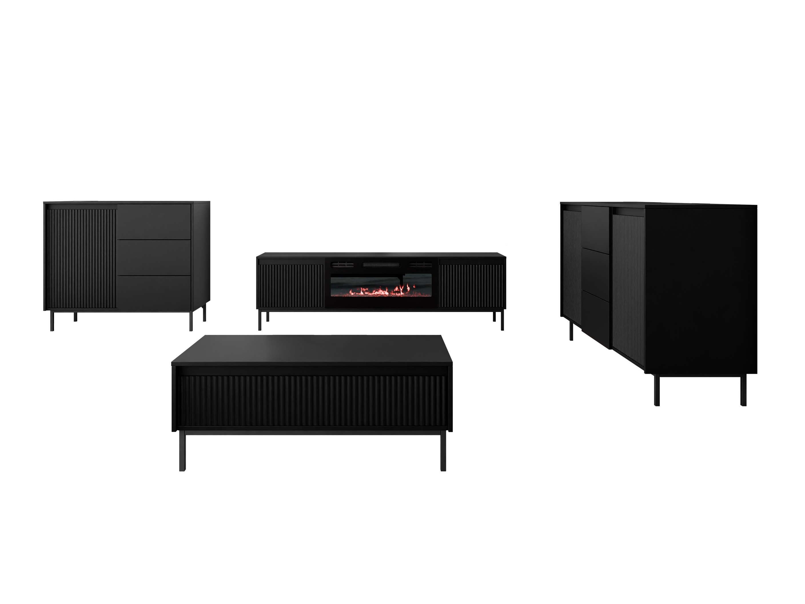 Ensemble de salon Comfivo Delruva III (Noir)