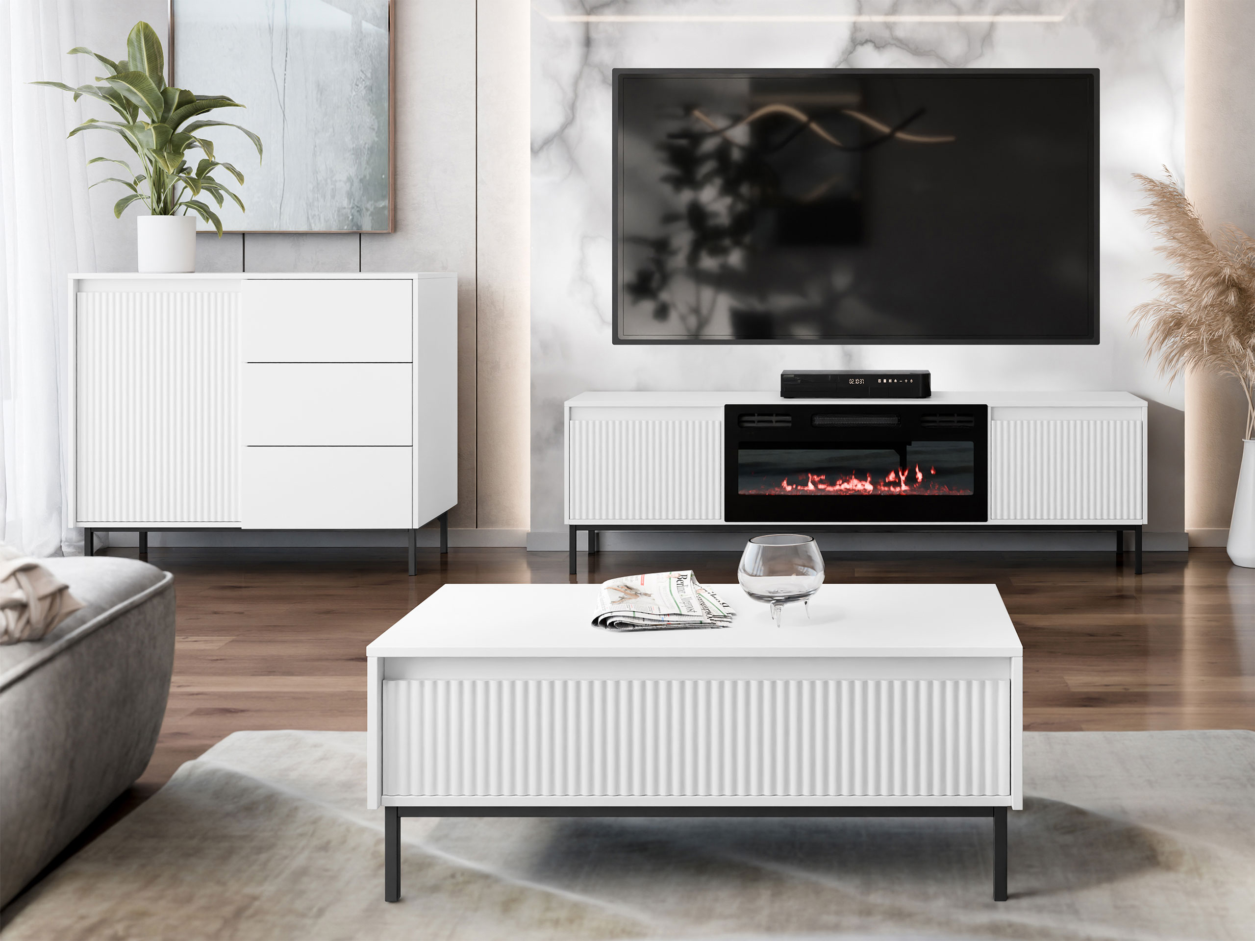 Ensemble de salon Comfivo Delruva IV (Blanc)