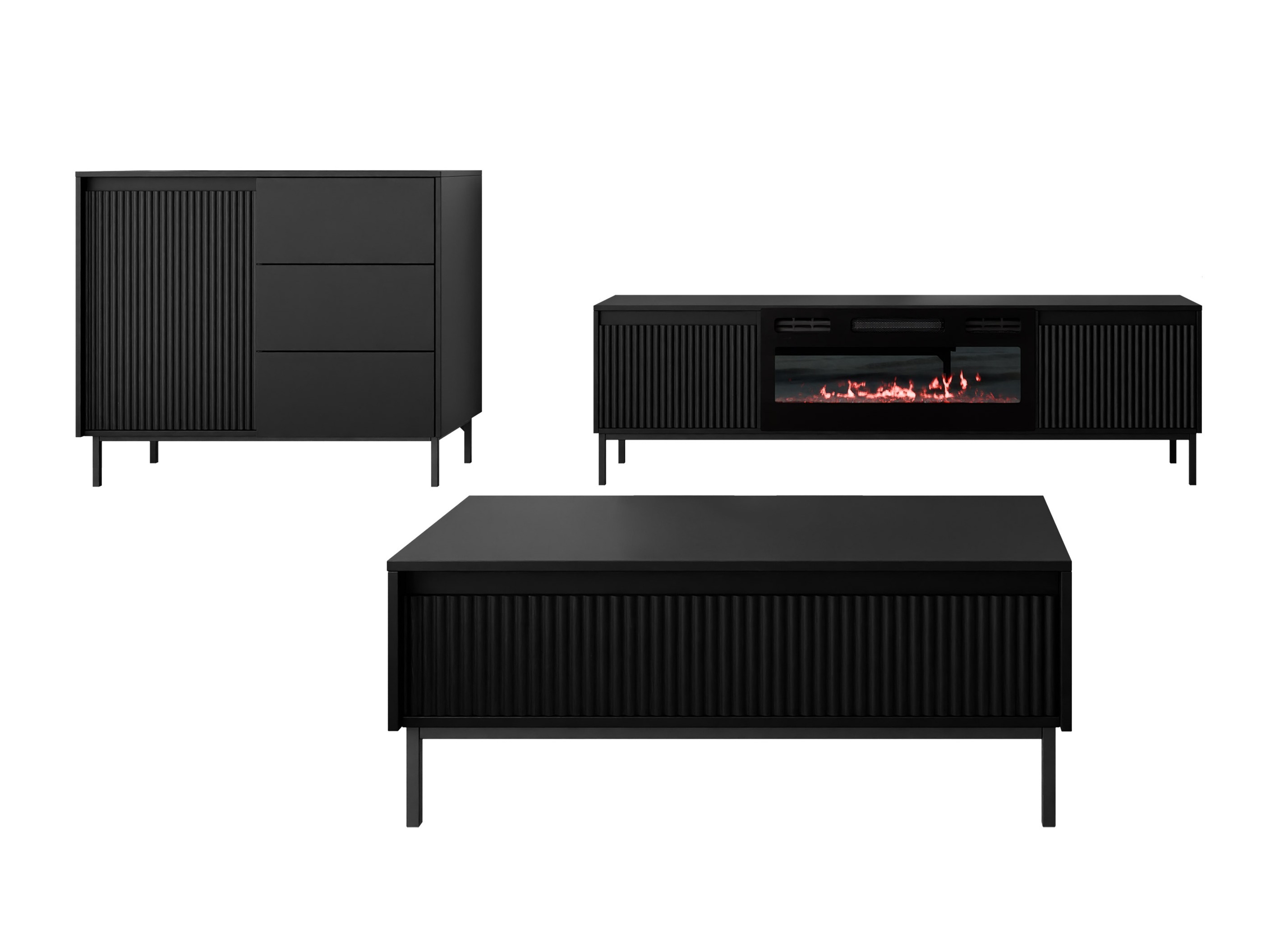 Ensemble de salon Comfivo Delruva IV (Noir)