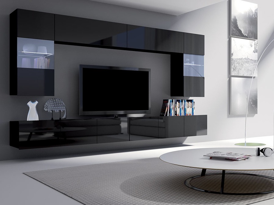 Armoire murale Remus (Noir + Noir brillant)