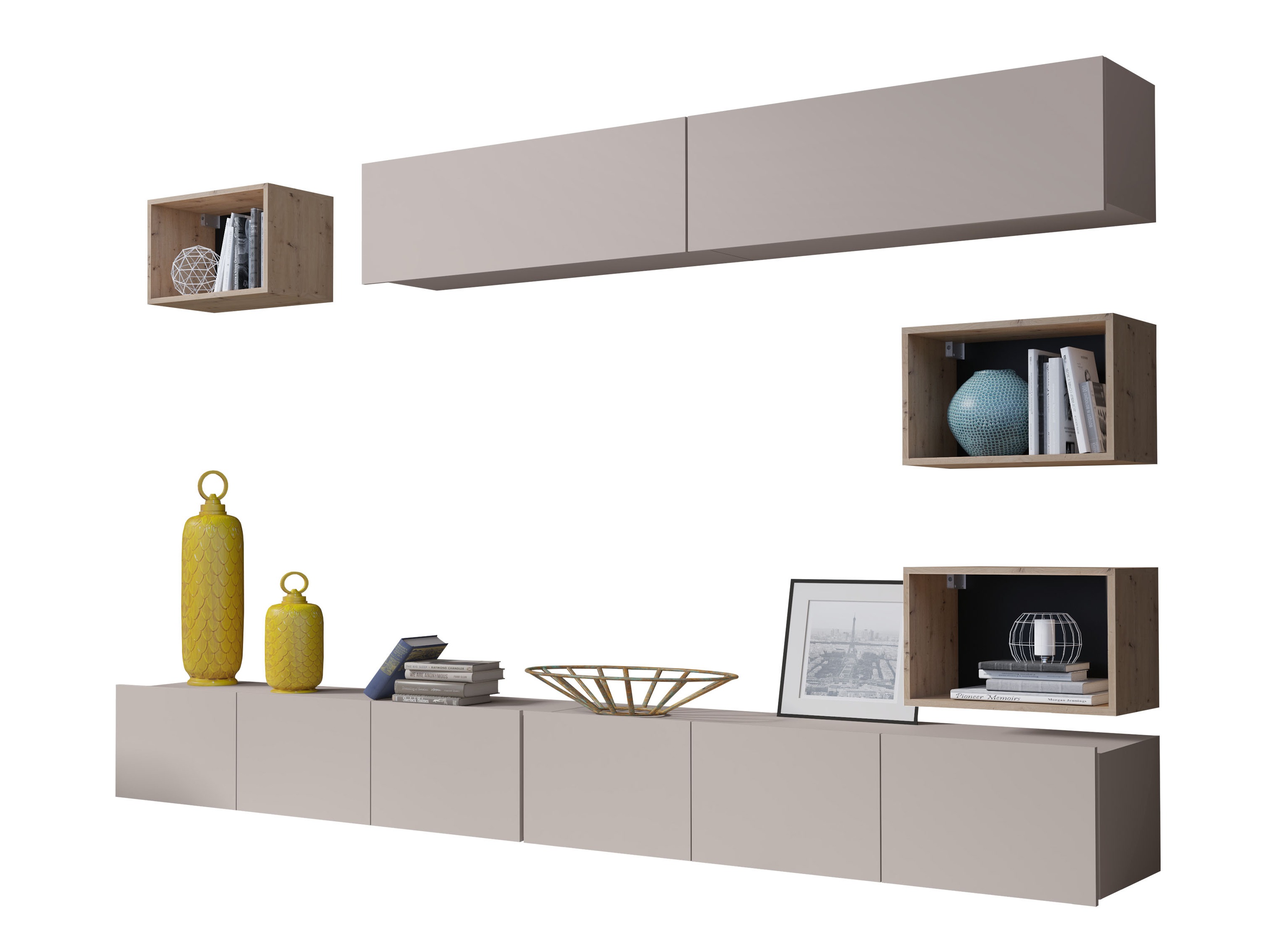 Ensemble de salon Remus XXXI (Cachemire + Chêne Artisan)