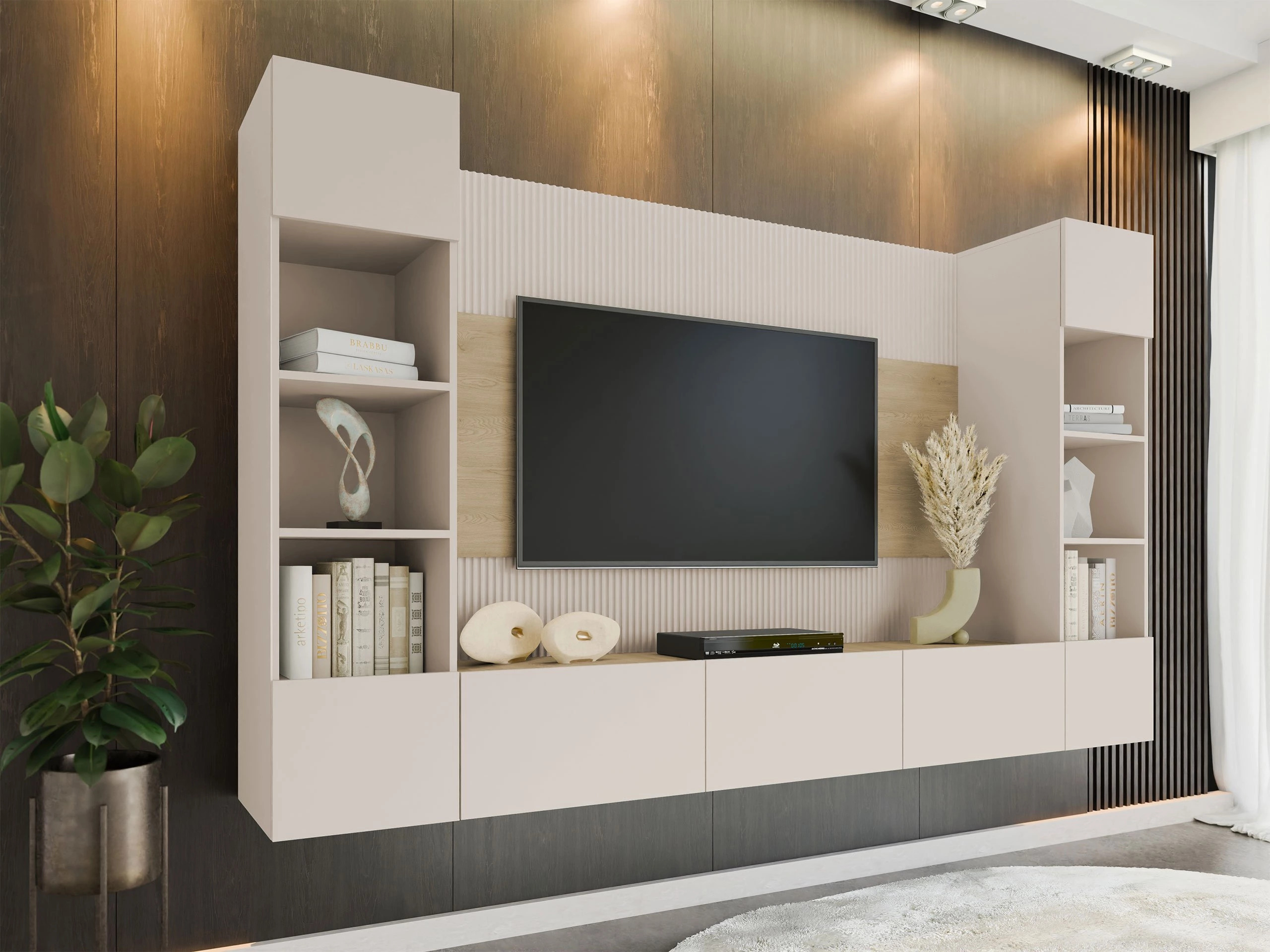 Ensemble de salon Comfivo 368 (Beige + Chêne)