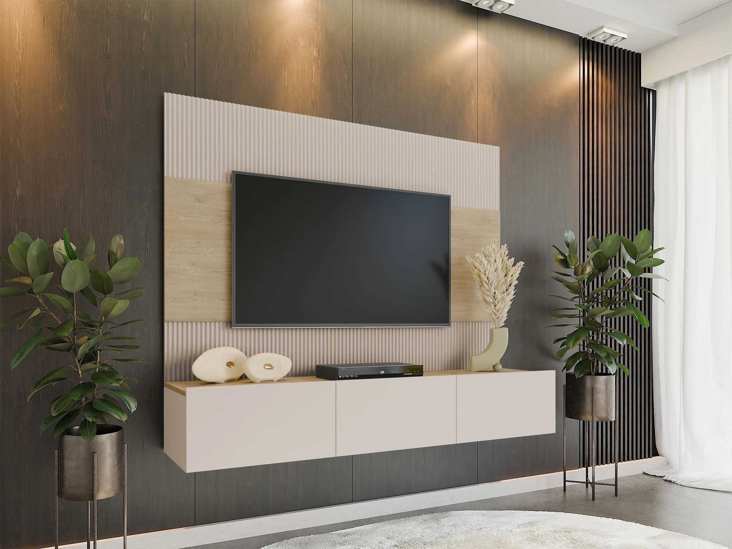 Ensemble de salon Comfivo Salix (Beige + Chêne Cremona)