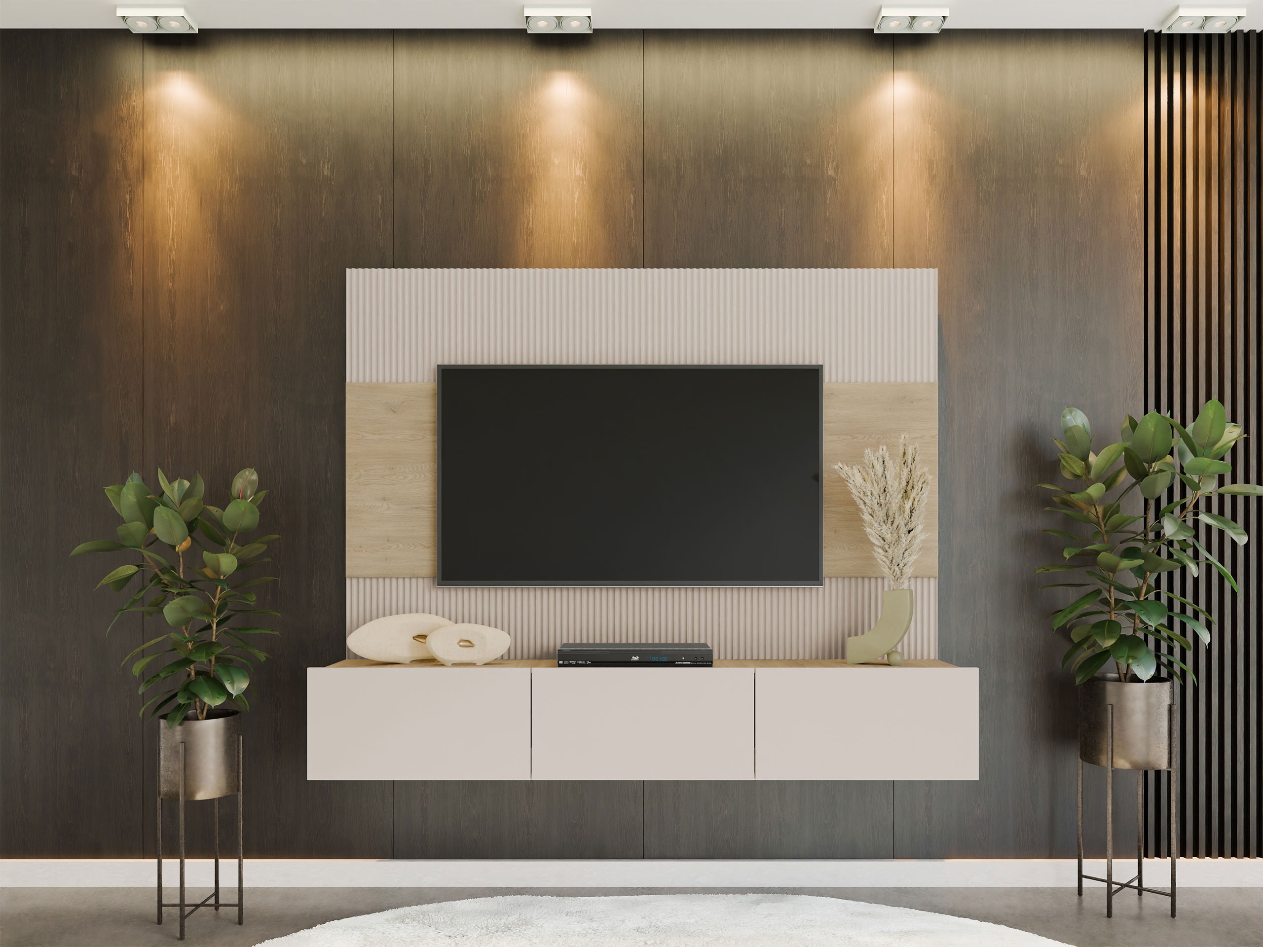 Ensemble de salon Comfivo Salix (Beige + Chêne)