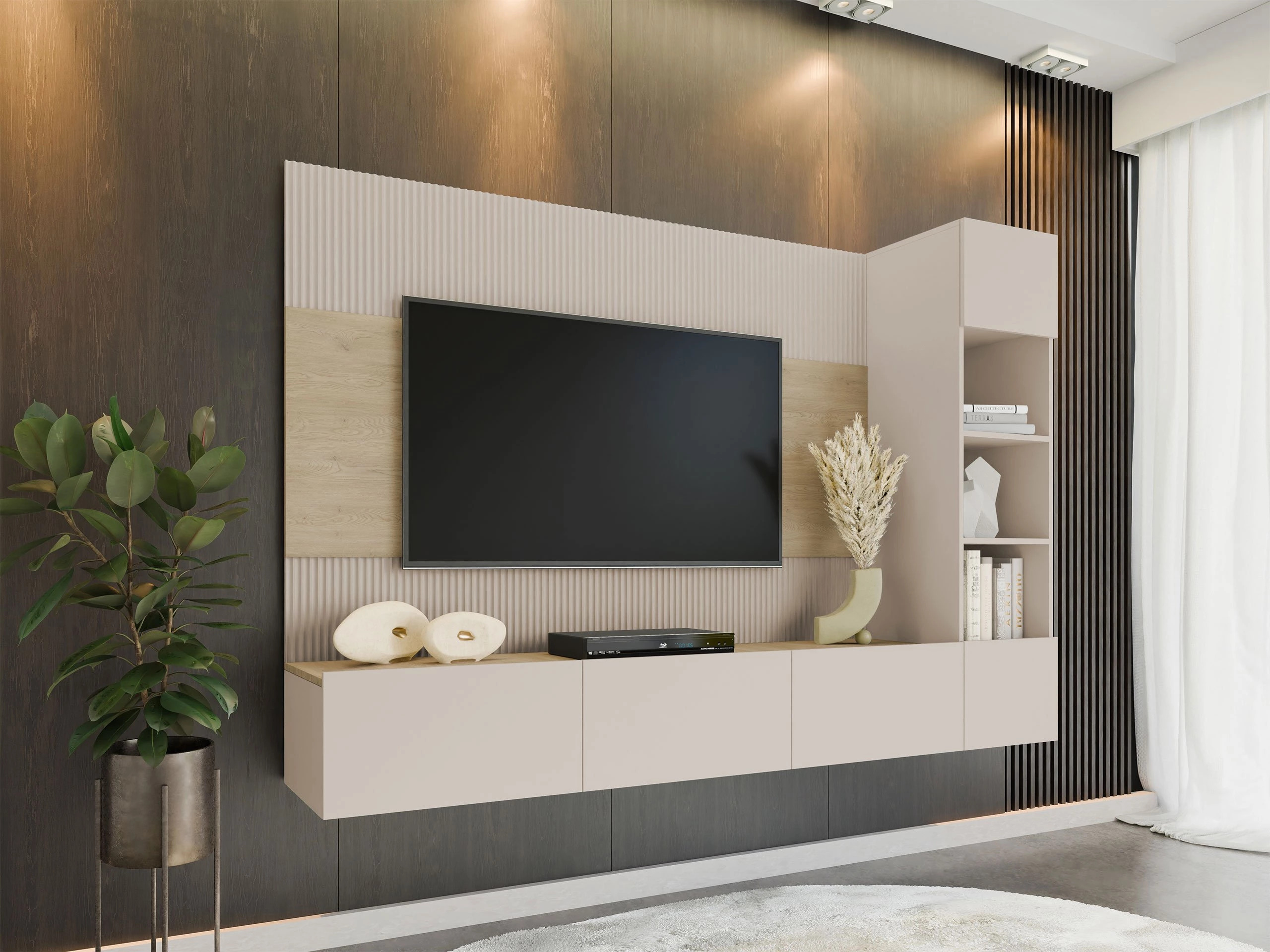 Ensemble de salon Comfivo Salix II (Beige + Chêne Cremona)