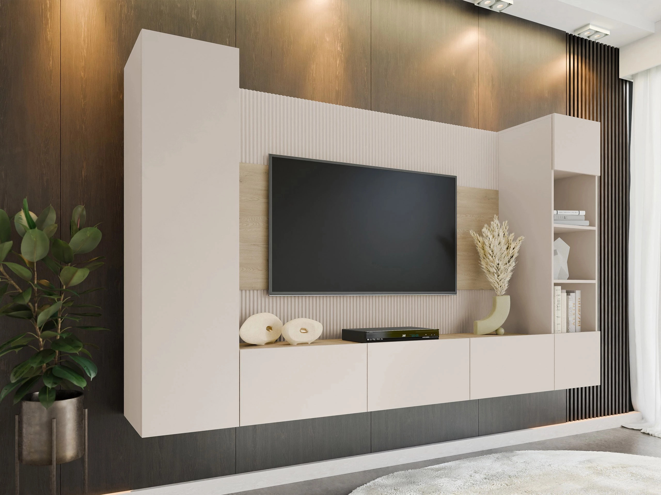 Ensemble de salon Comfivo Salix IV (Beige + Chêne)