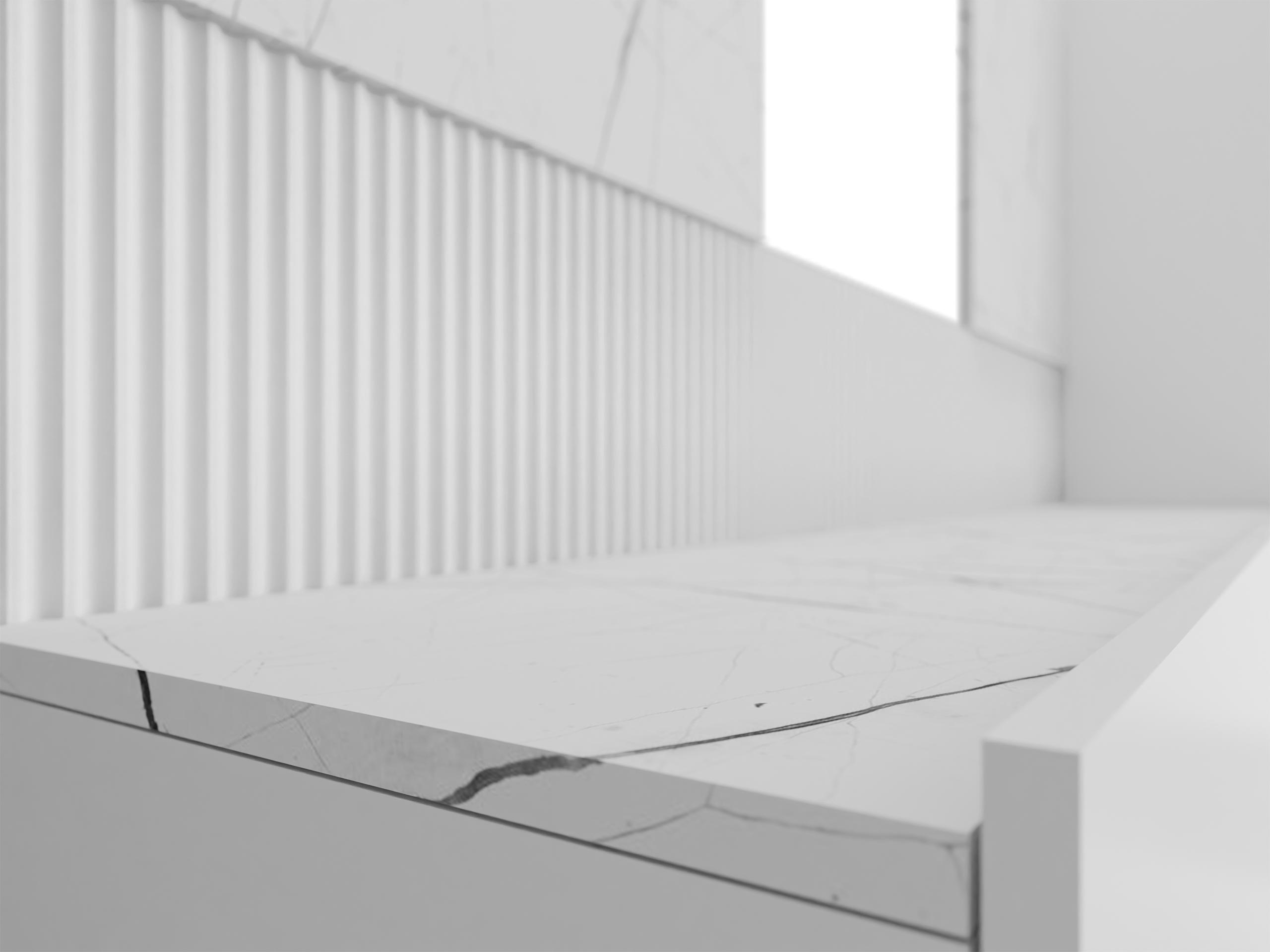 Ensemble de salon Comfivo Salix V (Blanc + Marbre blanc)